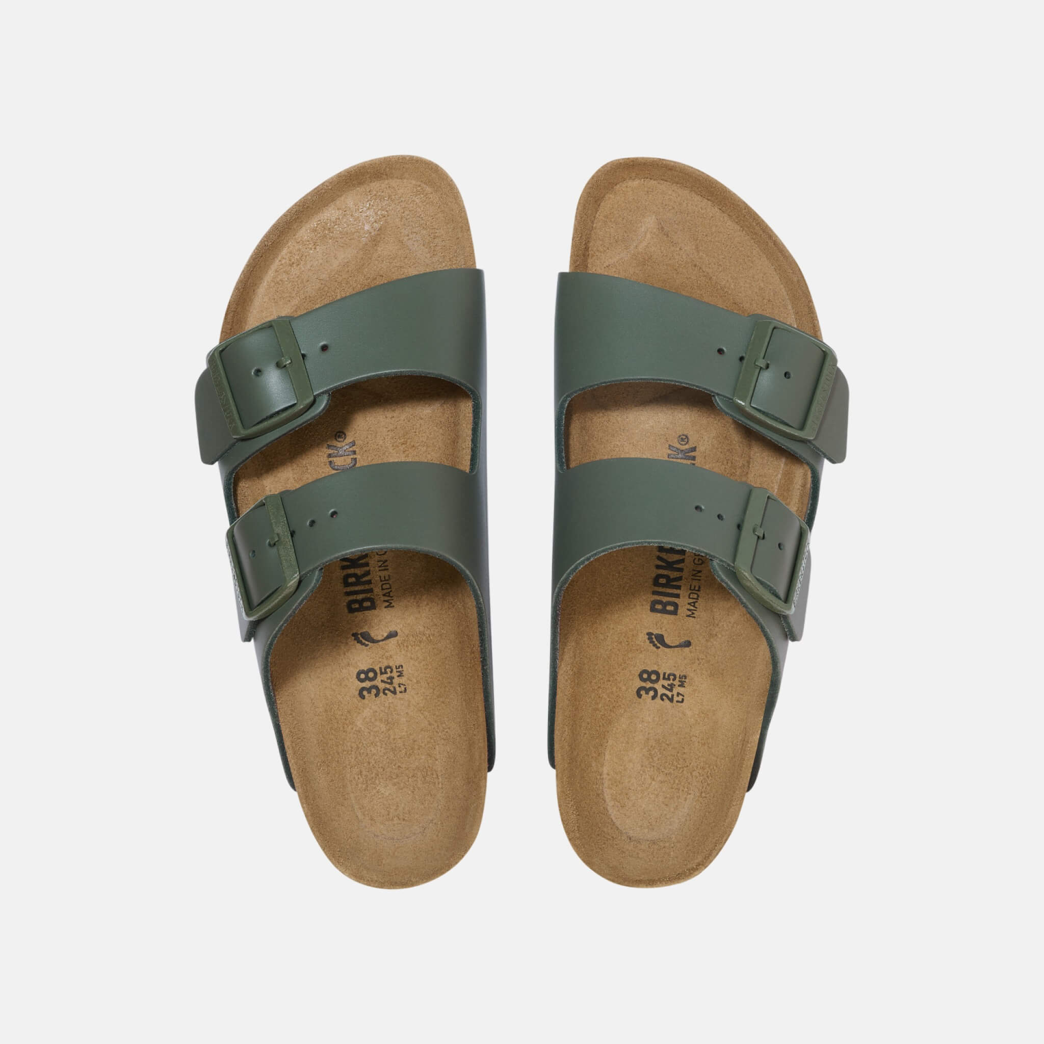 Zielone klapki Birkenstock Arizona Natural Leather