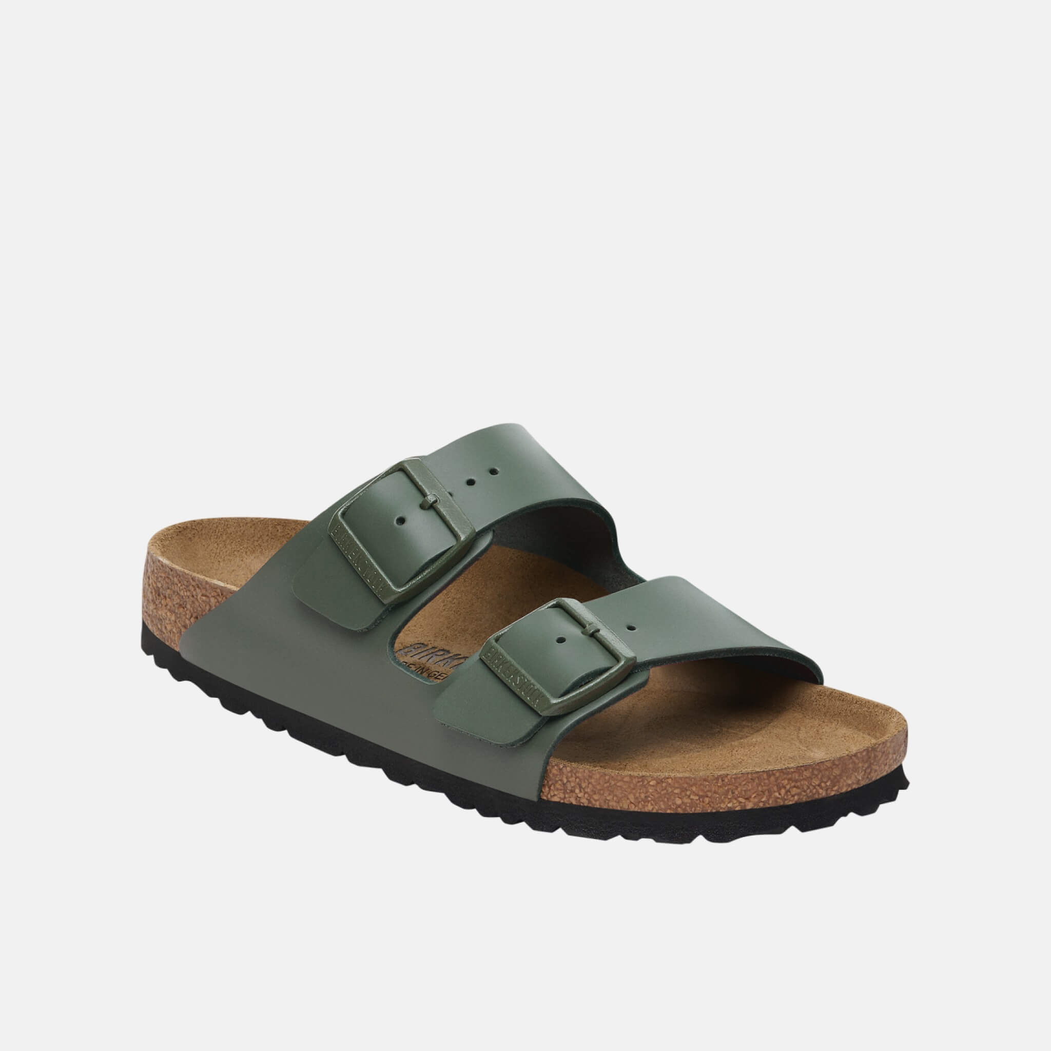 Zielone klapki Birkenstock Arizona Natural Leather