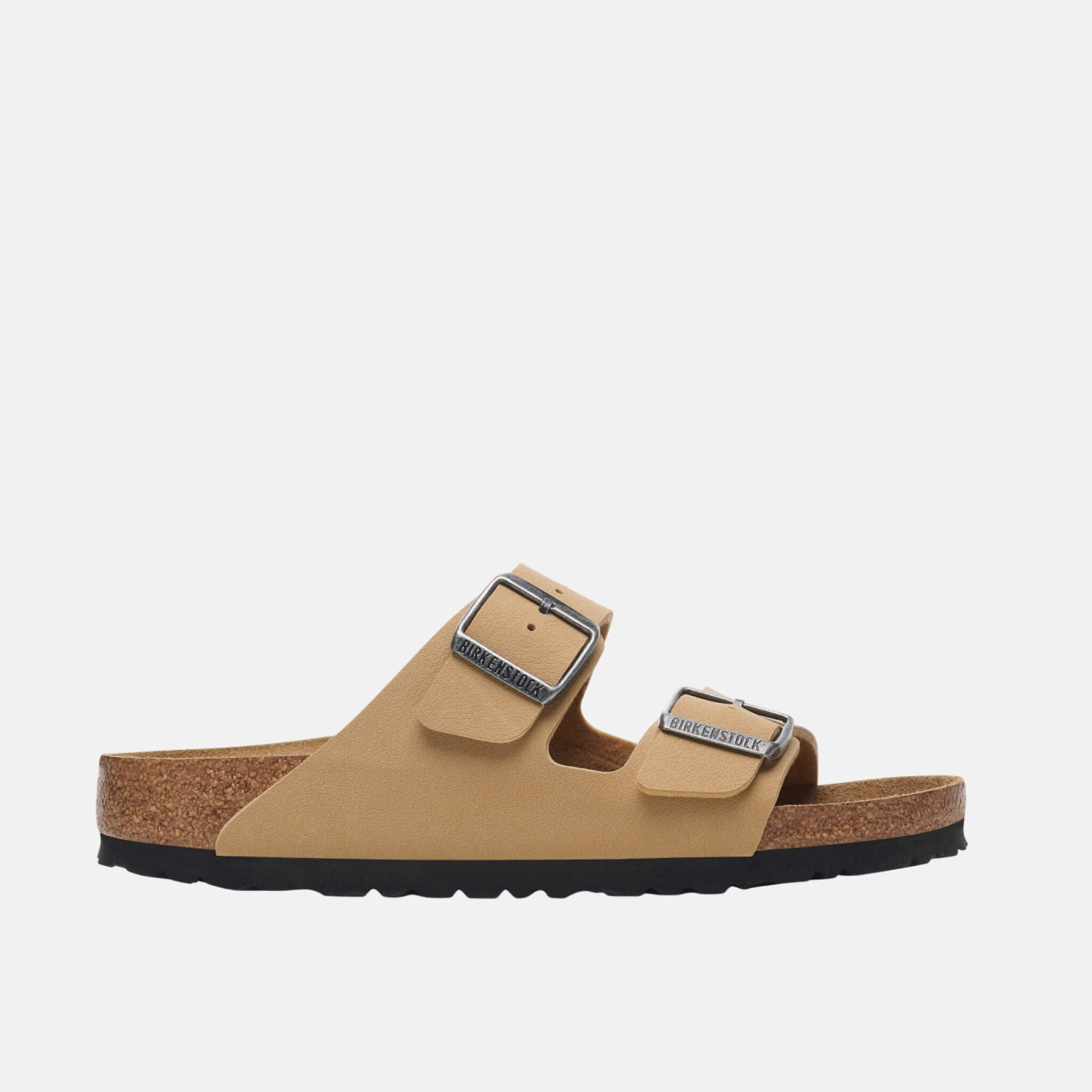 Beżowe klapki Birkenstock Arizona Birko-Flor Nubuk