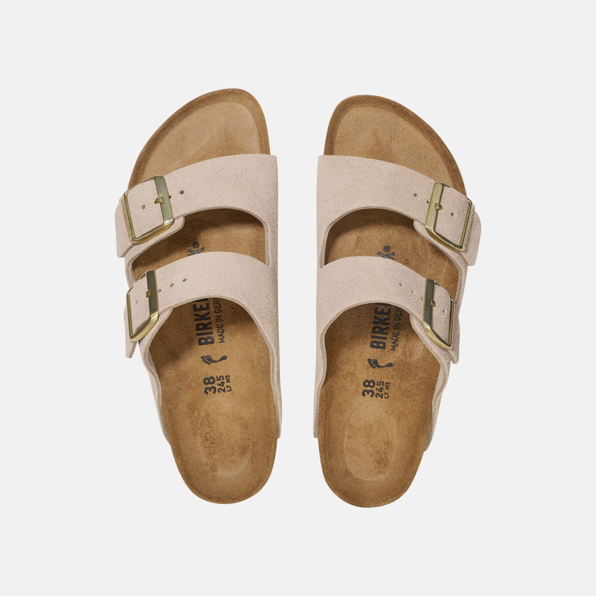Beżowe klapki Regular Arizona Suede Leather