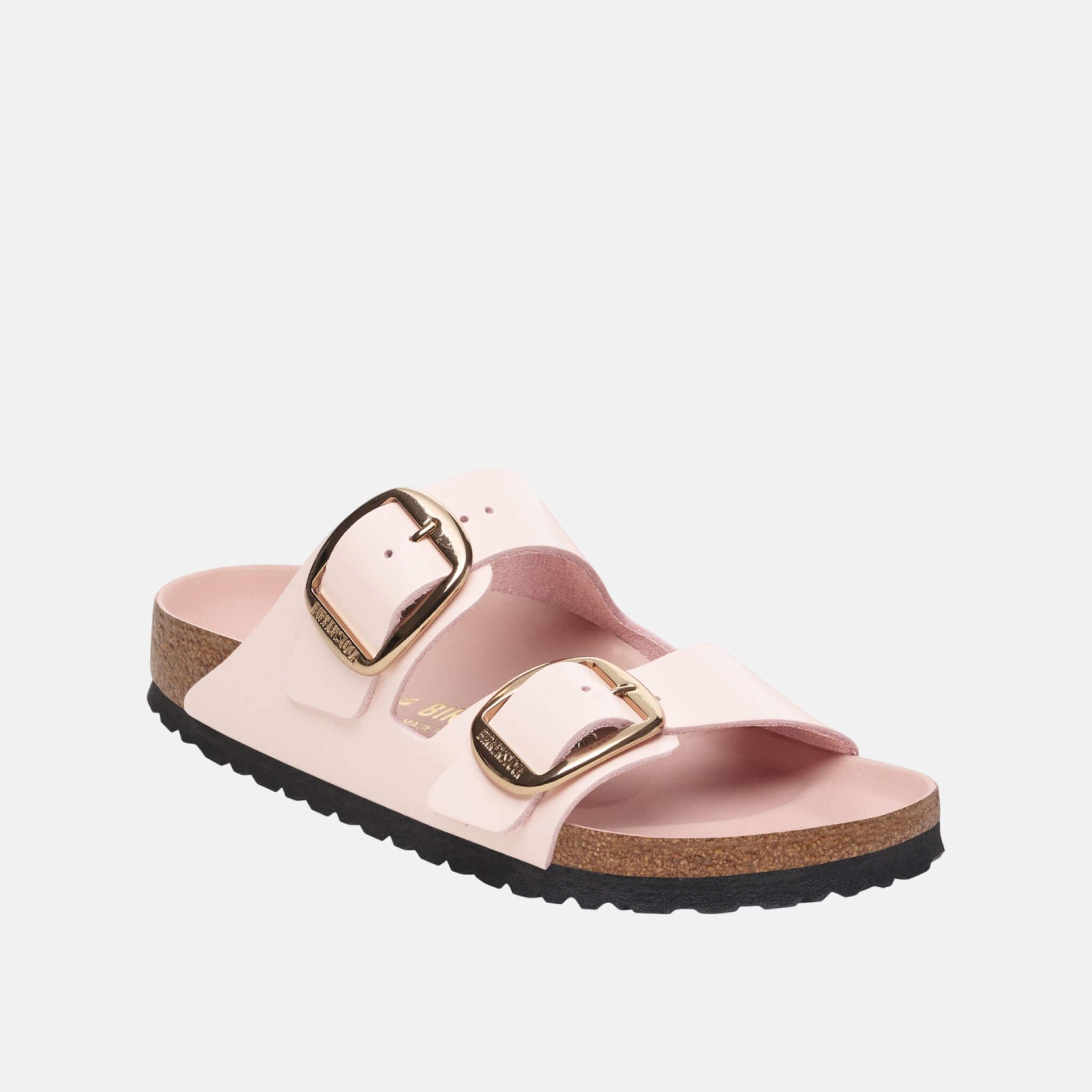 Różowe klapki Regular Arizona Big Buckle Natural Leather Patent