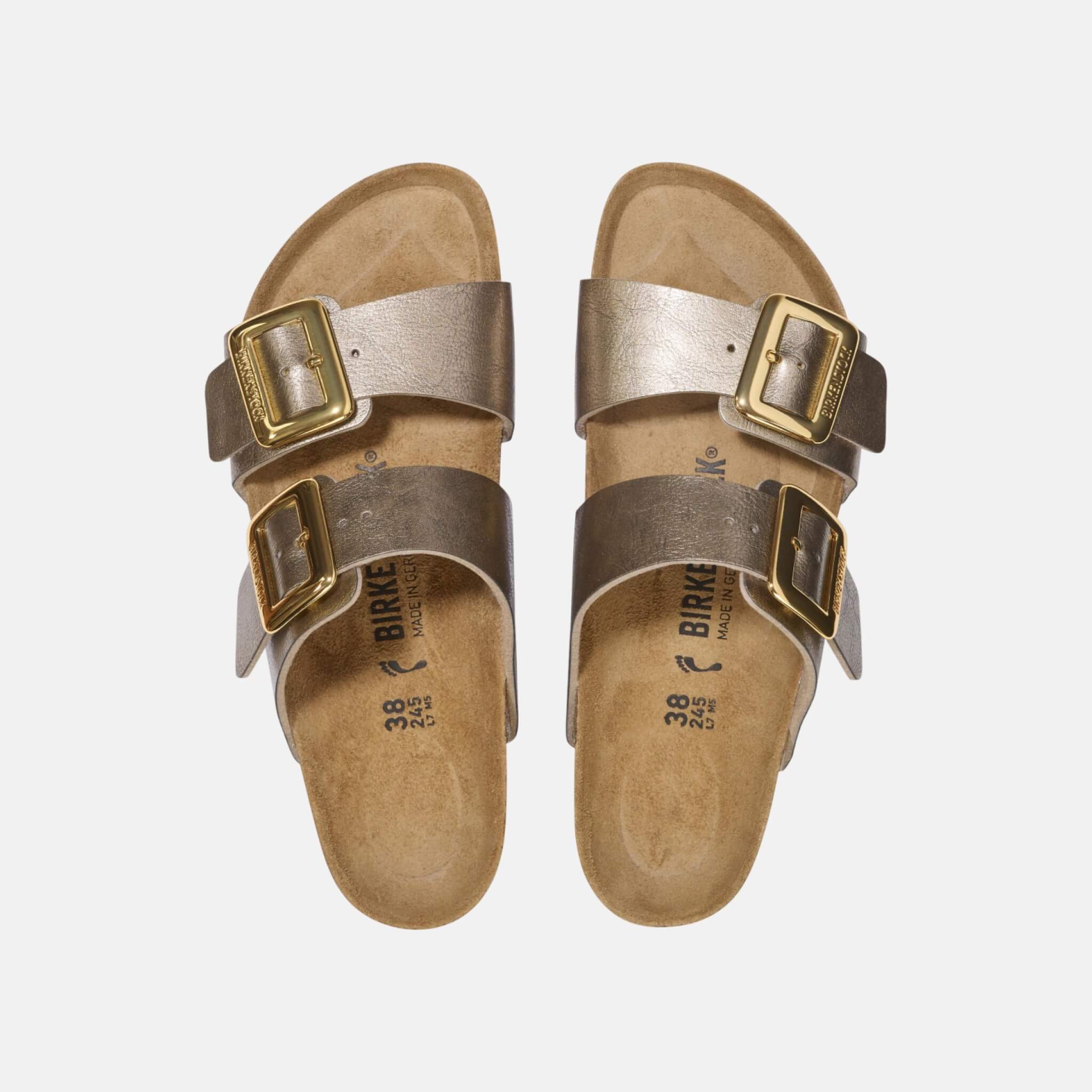 Sydney Cushion Buckle Birko-Flor Copper Slides