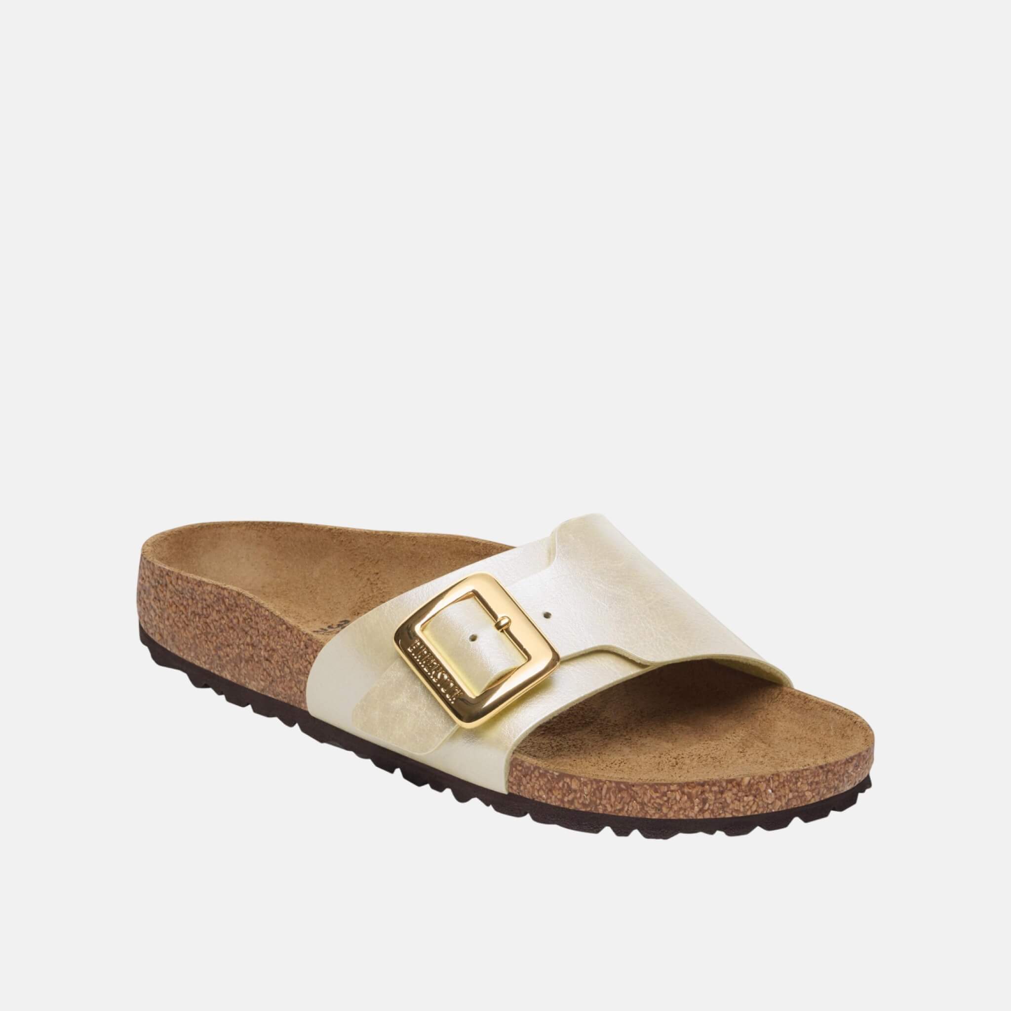 Beżowe klapki Regular Catalina Cushion Buckle Birko-Flor