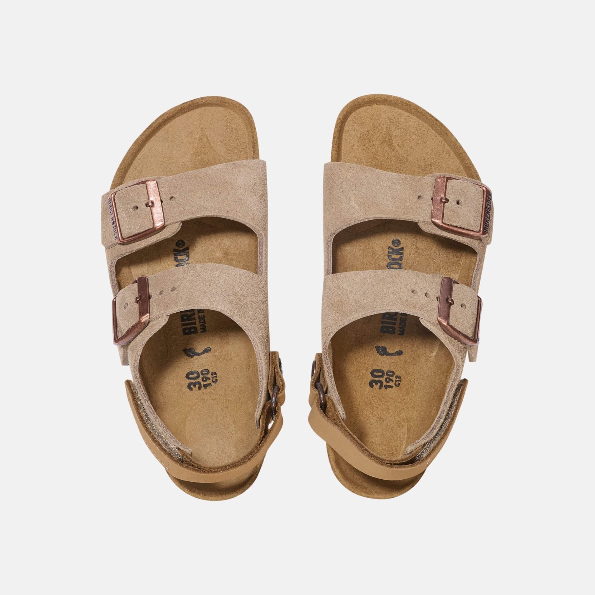 Dziecięce beżowe sandały Birkenstock Milano AS Kids Suede Leather