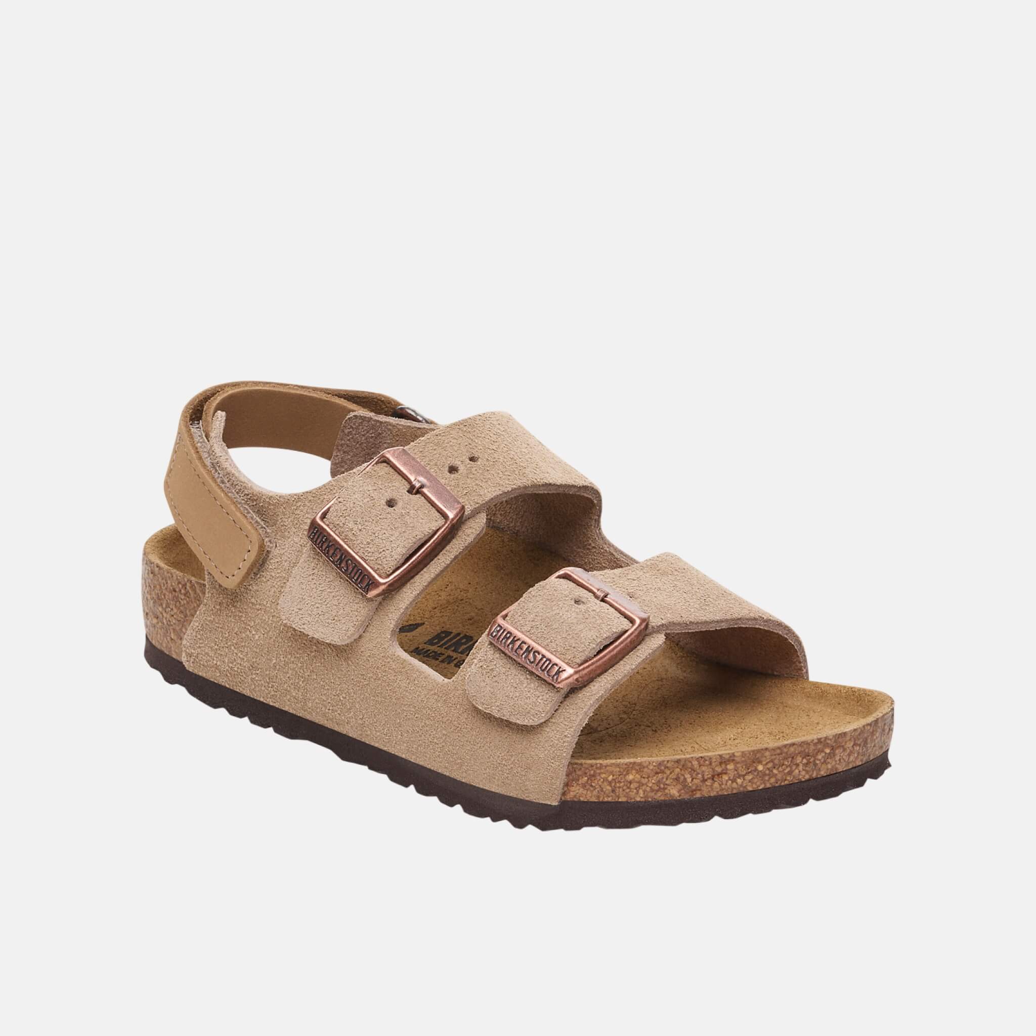 Dziecięce beżowe sandały Birkenstock Milano AS Kids Suede Leather