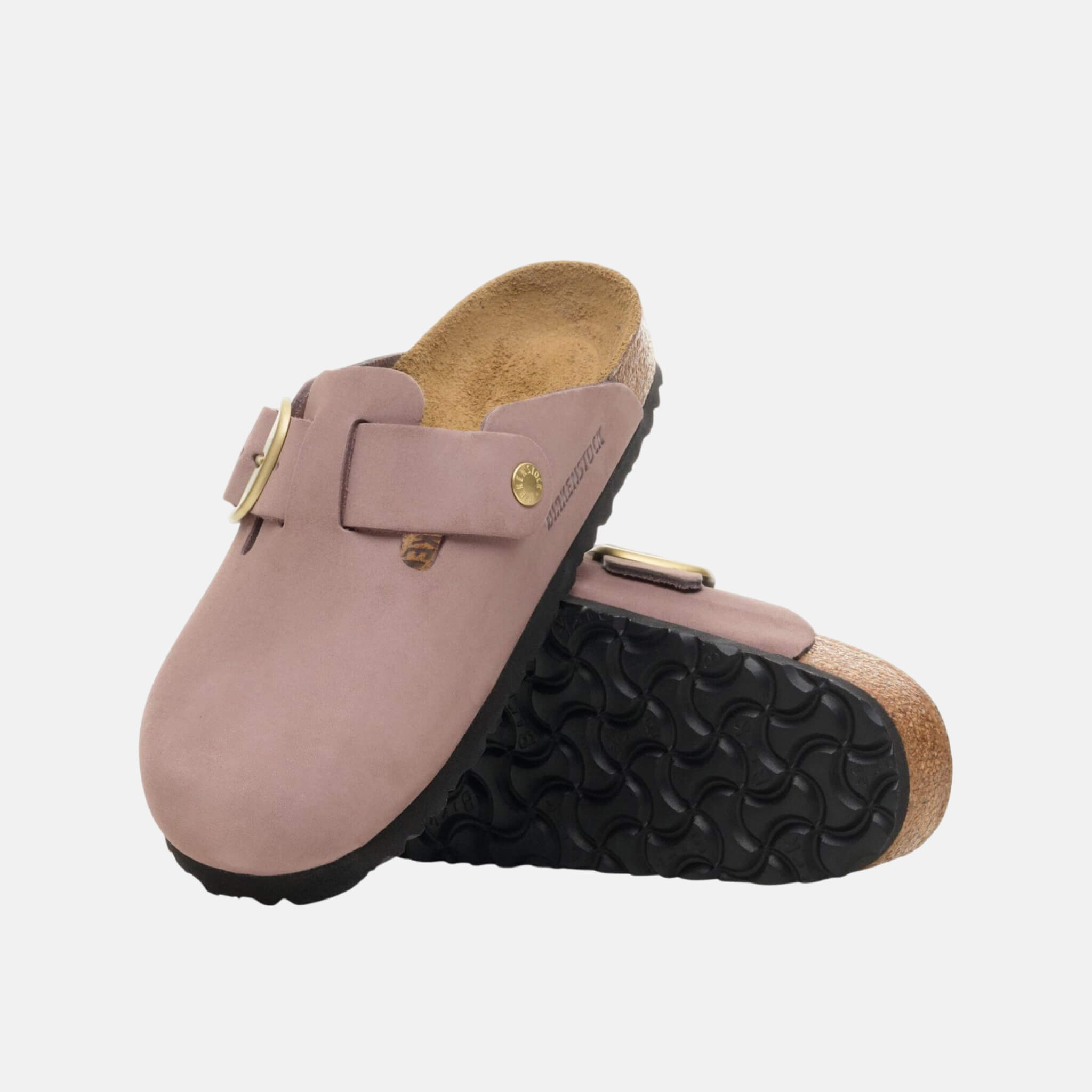 Fioletowe kapcie Boston Big Buckle Nubuk Leather