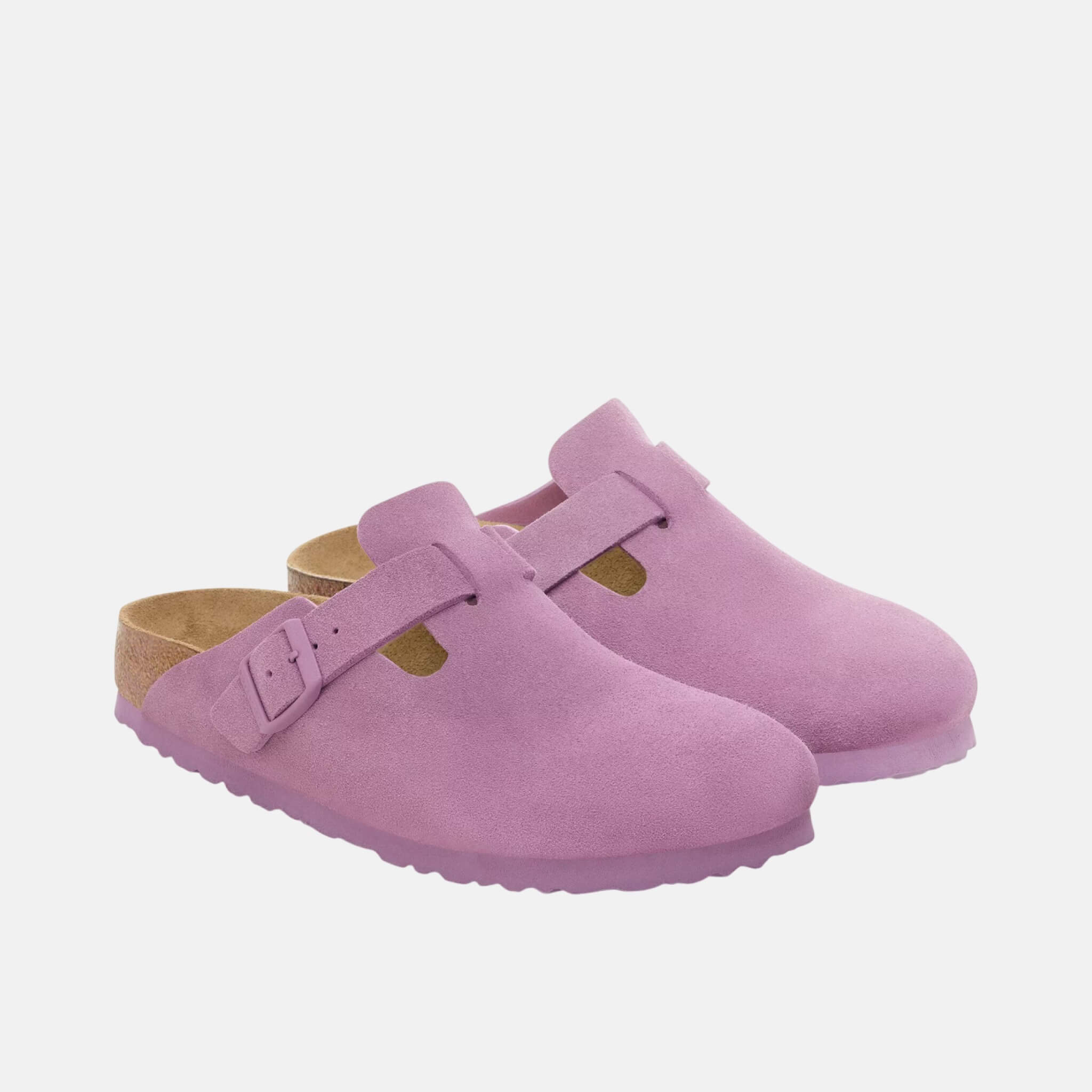 Różowe kapcie Boston Suede Leather o standardowej szerokości