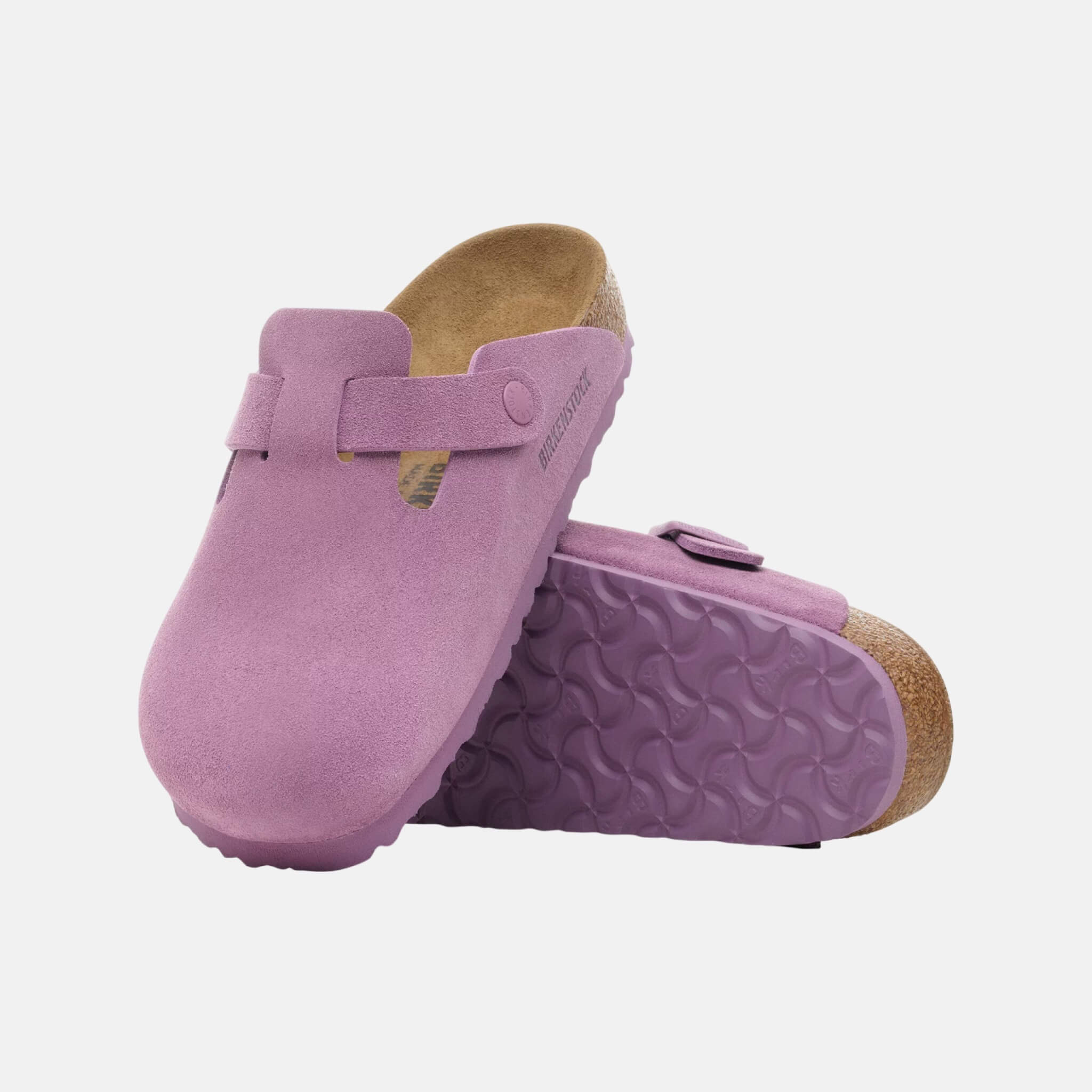 Różowe kapcie Boston Suede Leather o standardowej szerokości