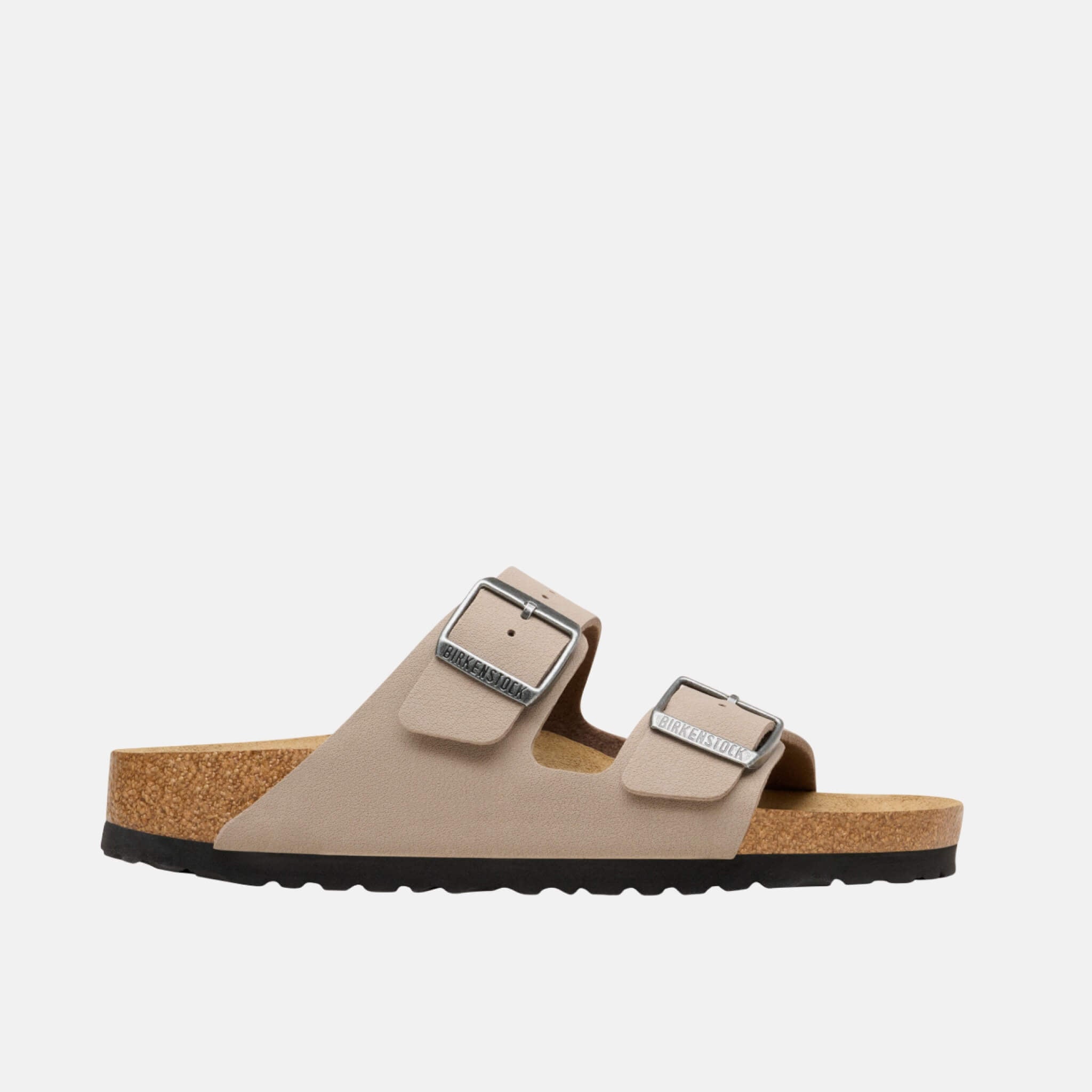 Beżowo-szare klapki Birkenstock Arizona Birko-Flor Nubuk