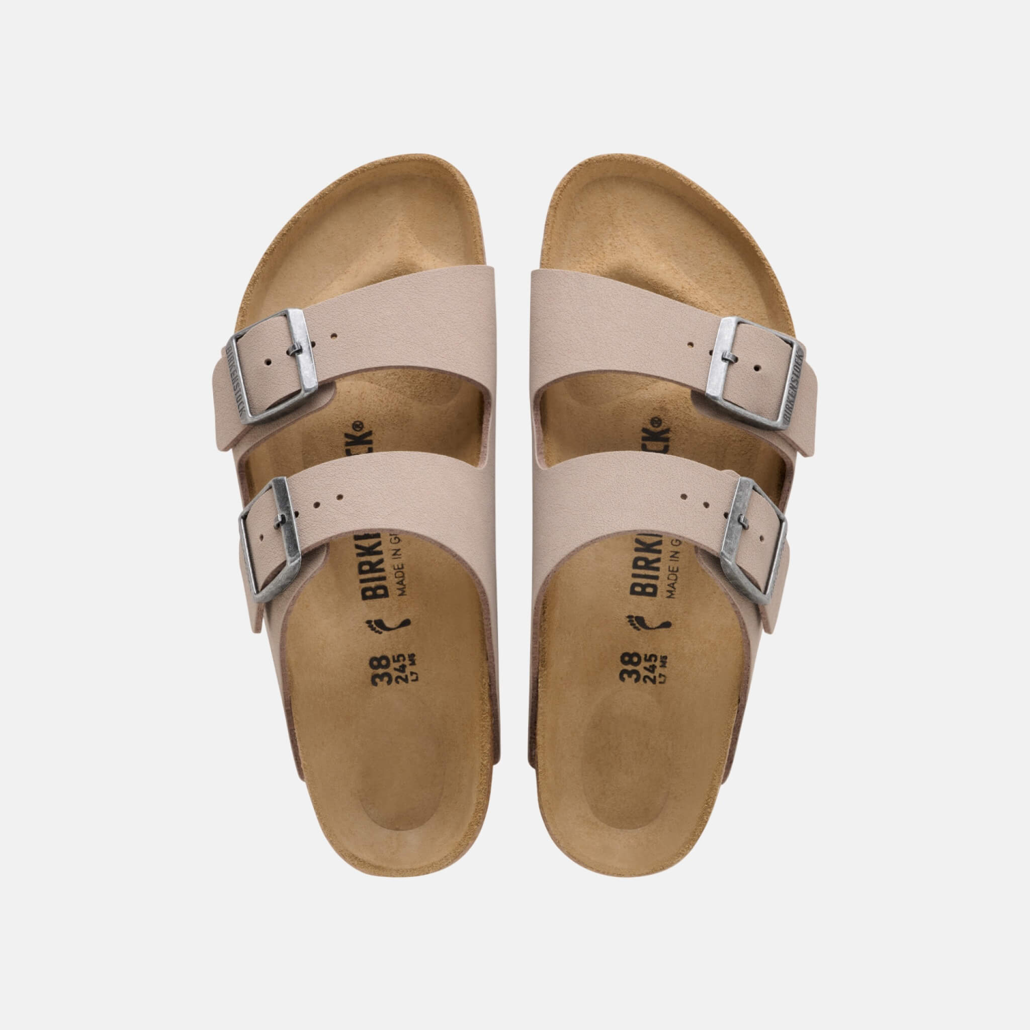 Beżowo-szare klapki Birkenstock Arizona Birko-Flor Nubuk