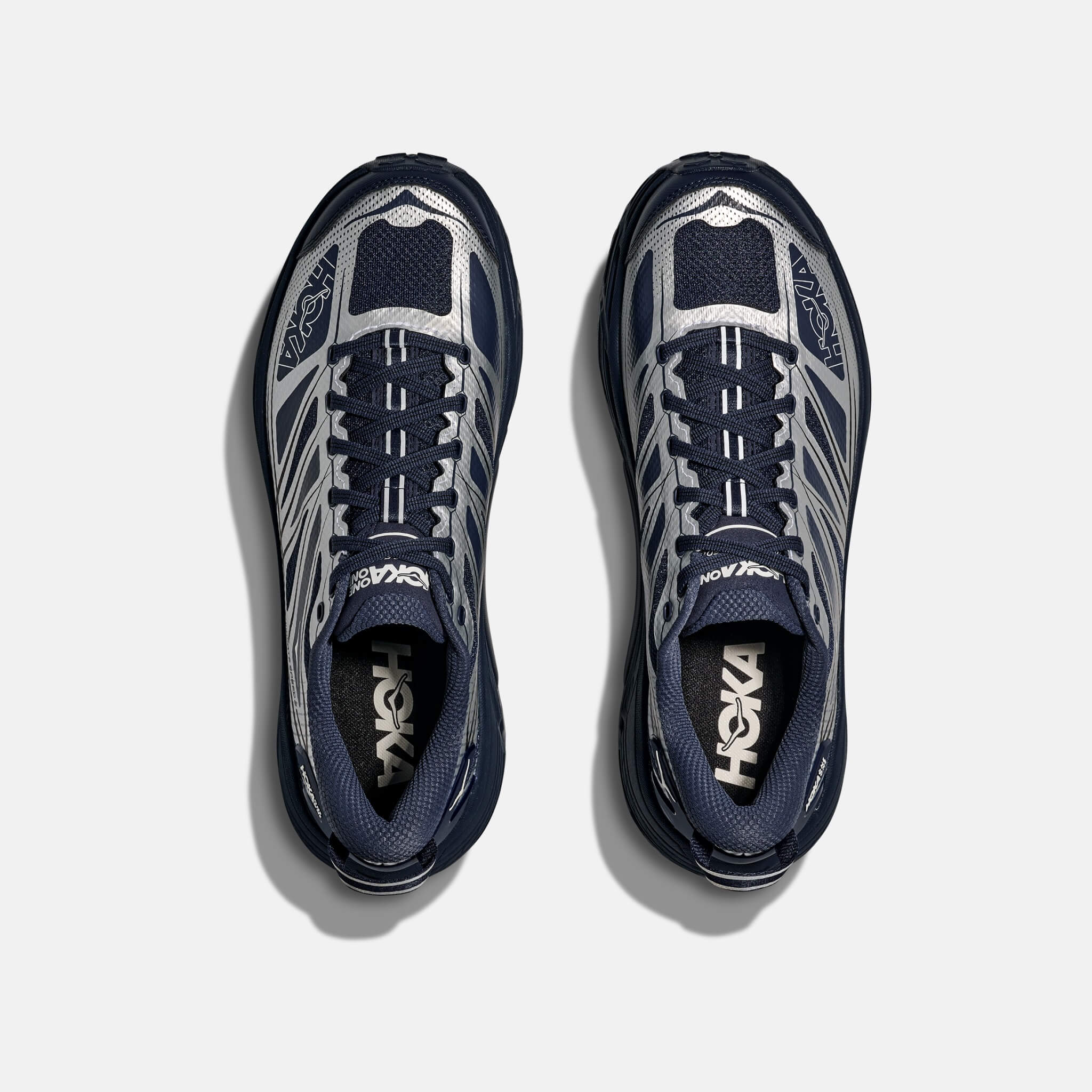 Unisex niebiesko-srebrne sneakersy Hoka Mafate Speed 2