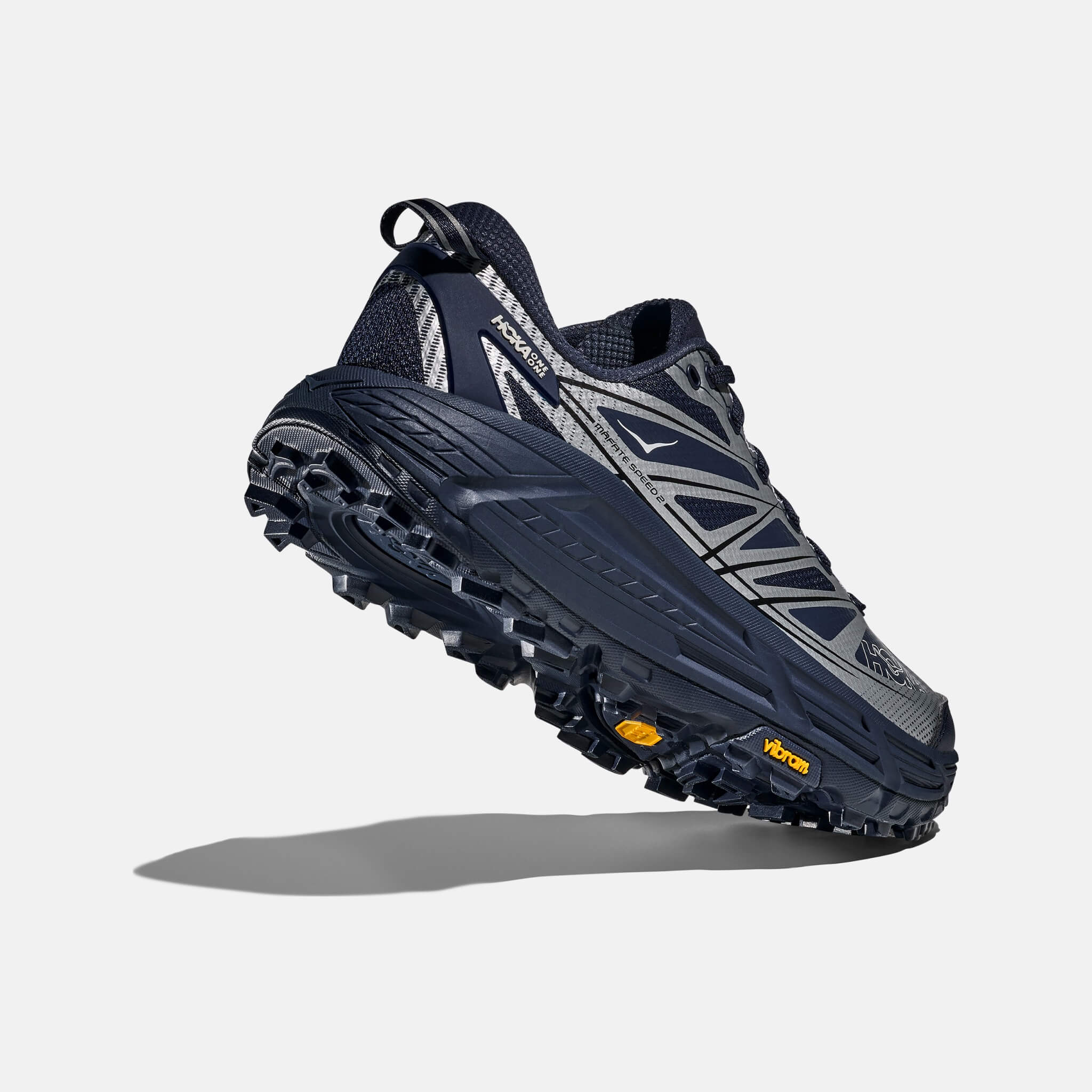 Unisex niebiesko-srebrne sneakersy Hoka Mafate Speed 2