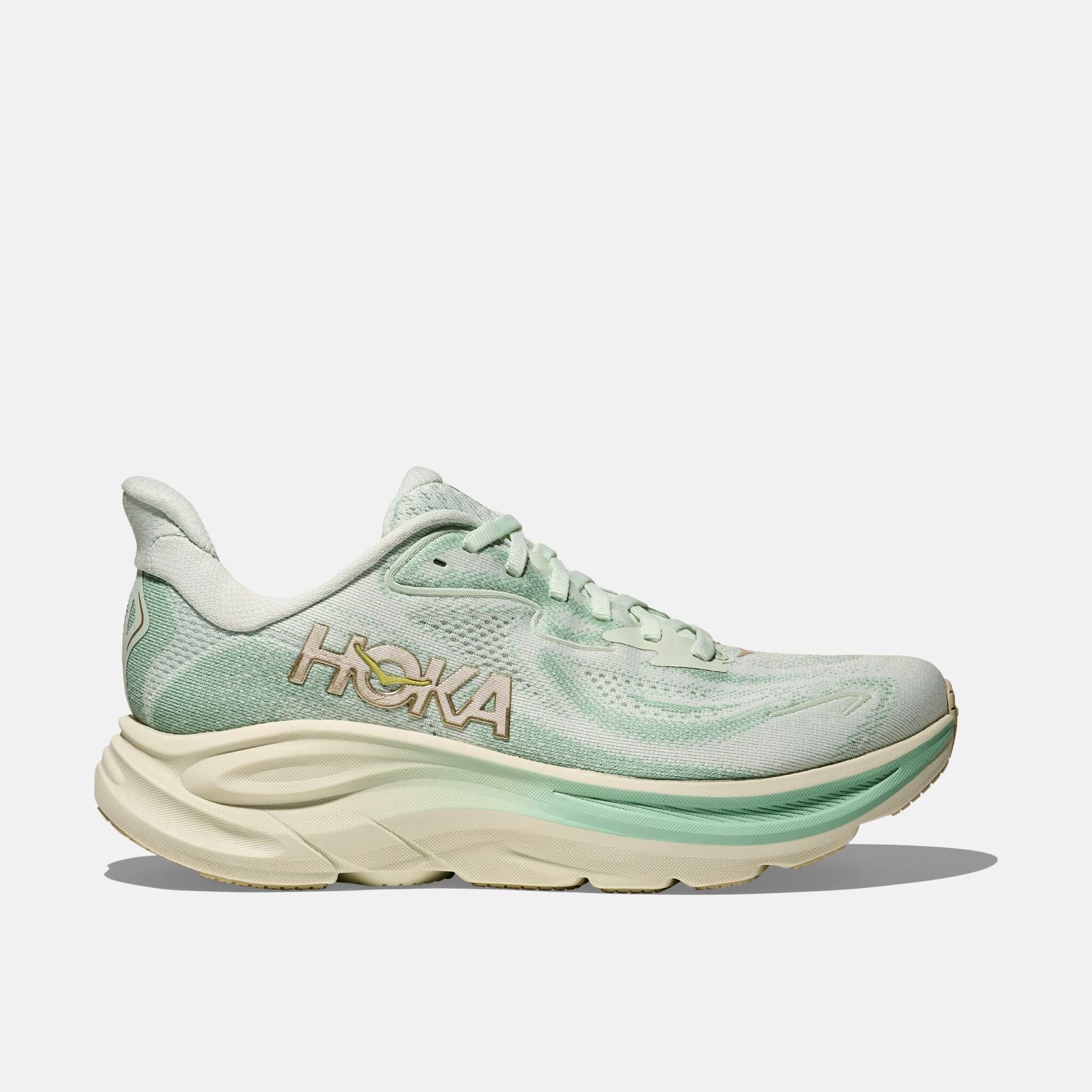 Women's green Hoka Clifton 10 sneakers