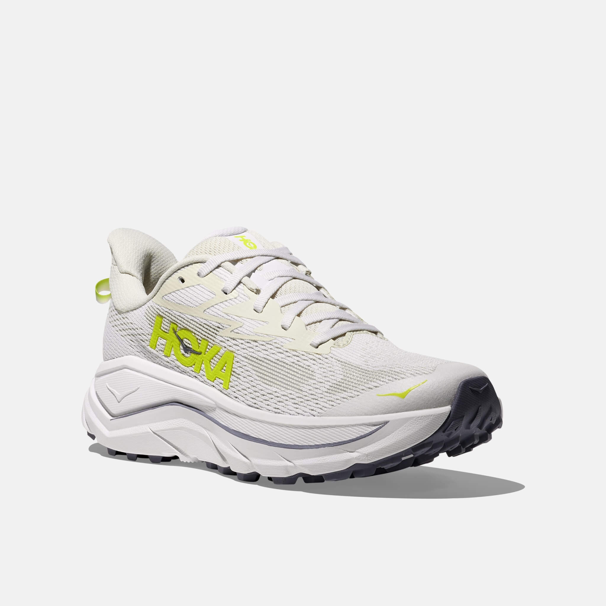 Women's gray and yellow Hoka Challenger 8 sneakers