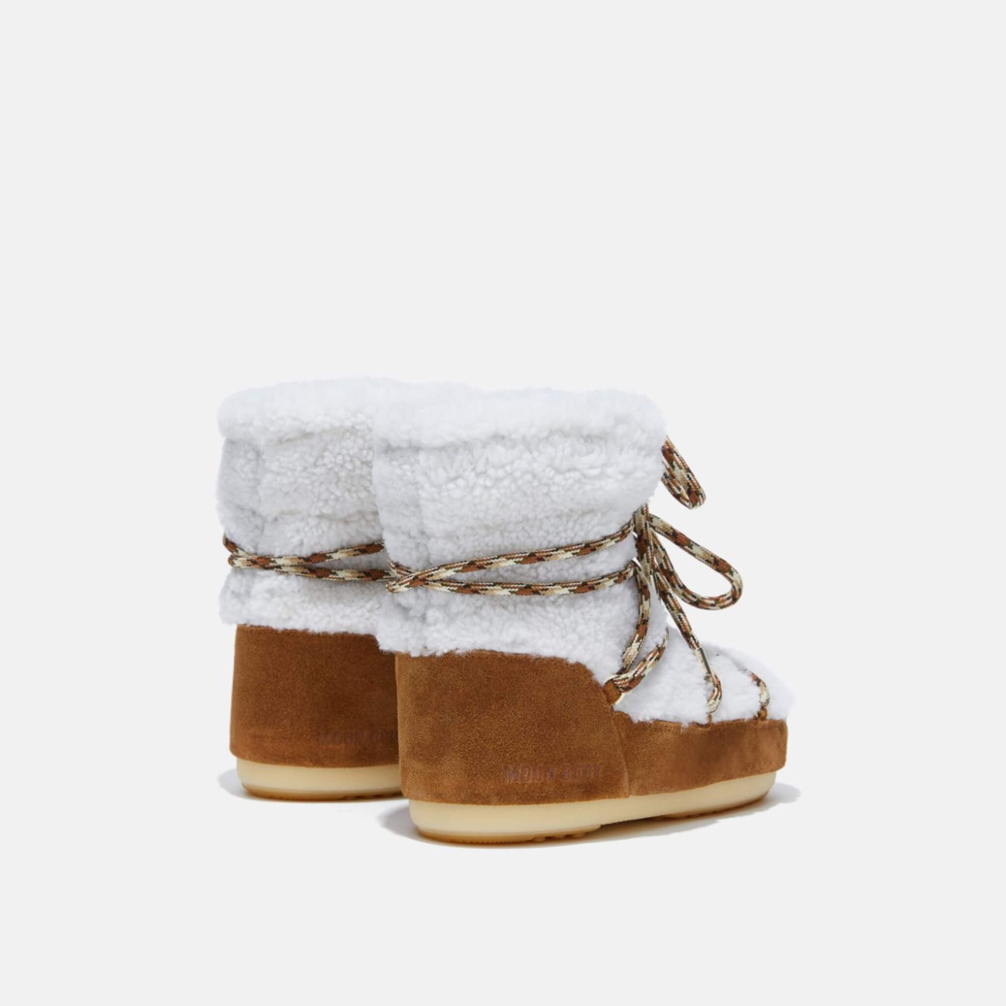 Damskie brązowo-białe śniegowce Moon Boot Light Low Shearling