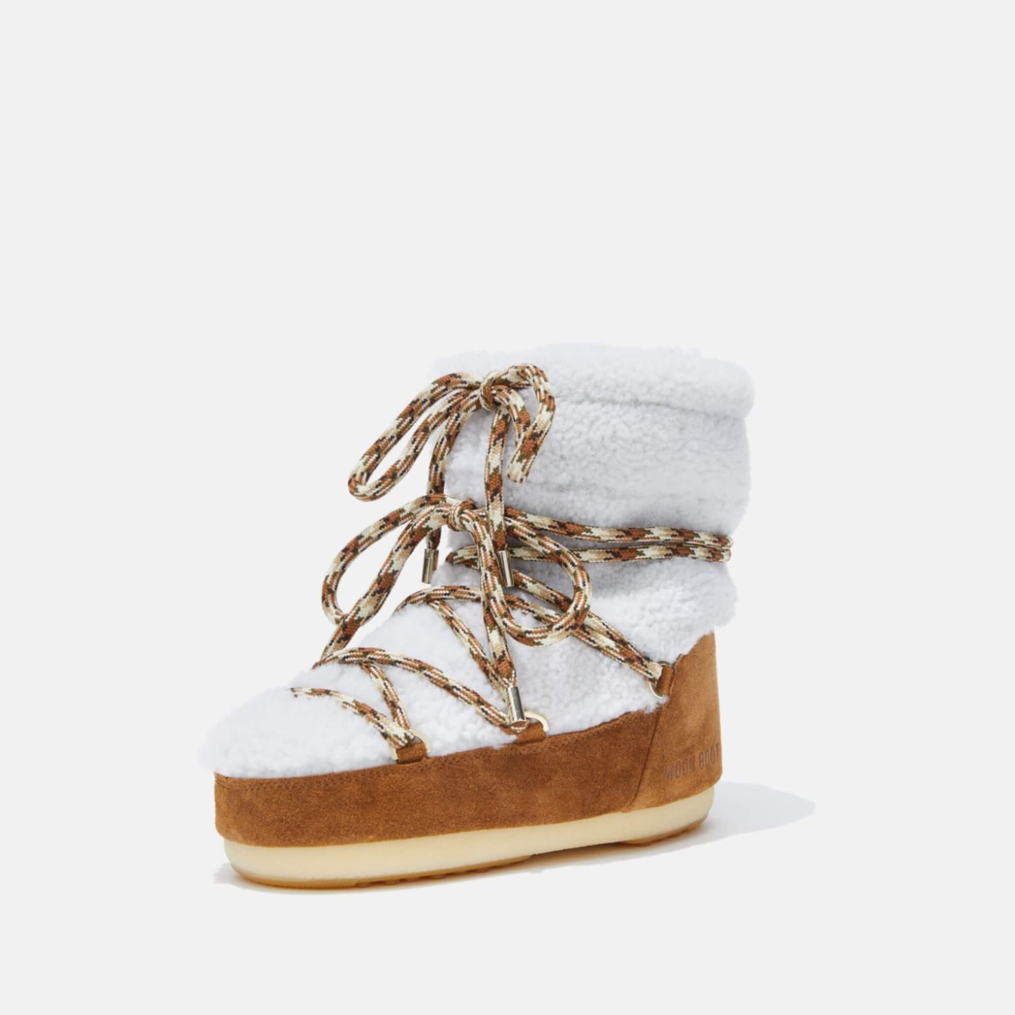 Damskie brązowo-białe śniegowce Moon Boot Light Low Shearling