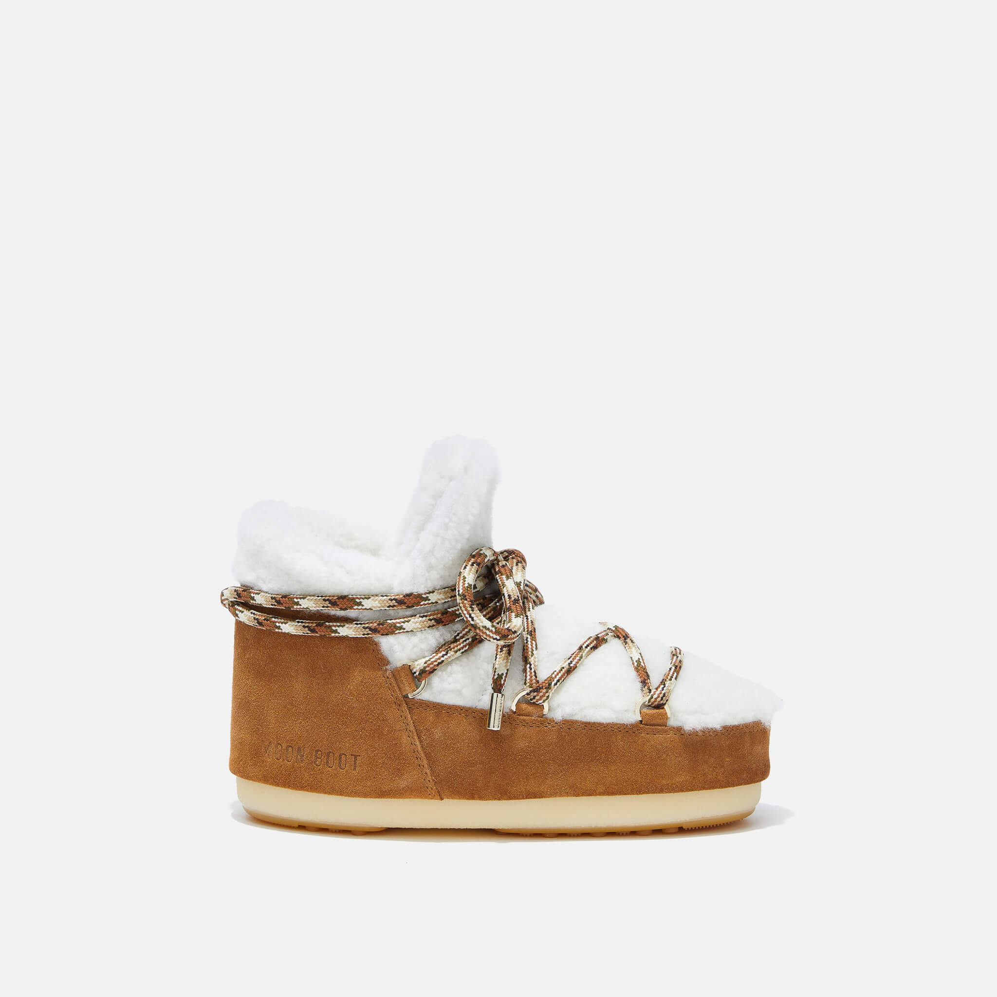 Damskie brązowo-białe śniegowce Moon Boot Pumps Shearling