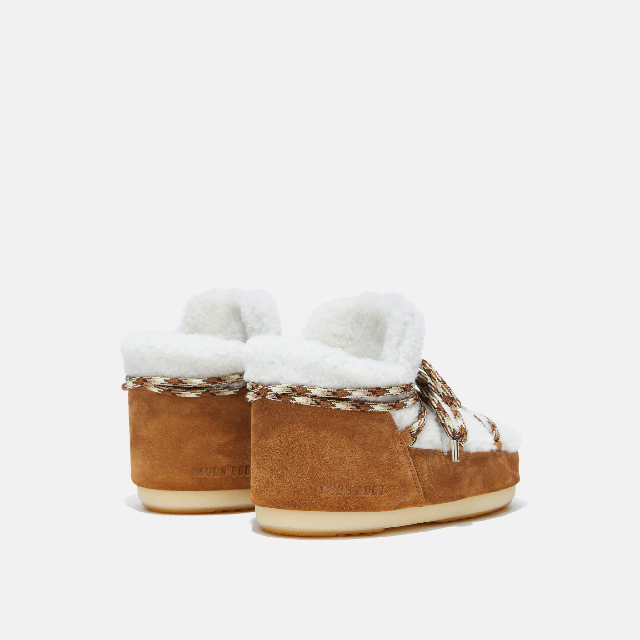 Damskie brązowo-białe śniegowce Moon Boot Pumps Shearling