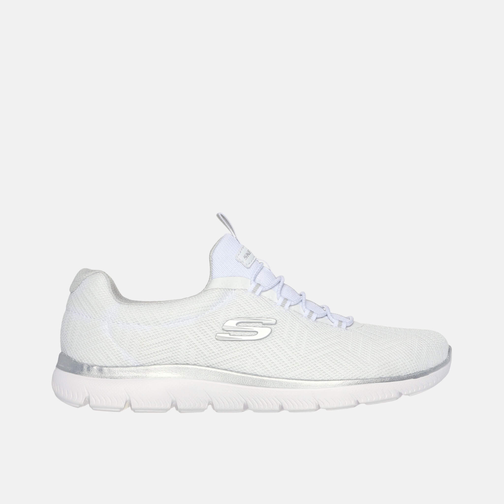 Damskie biało–srebrne sneakersy Skechers Summits – Artistry Chic