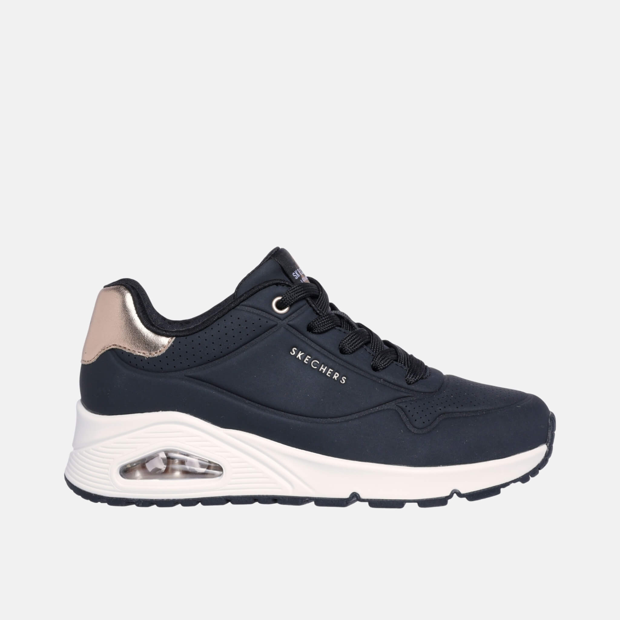 Damskie czarne sneakersy Skechers Uno – Golden