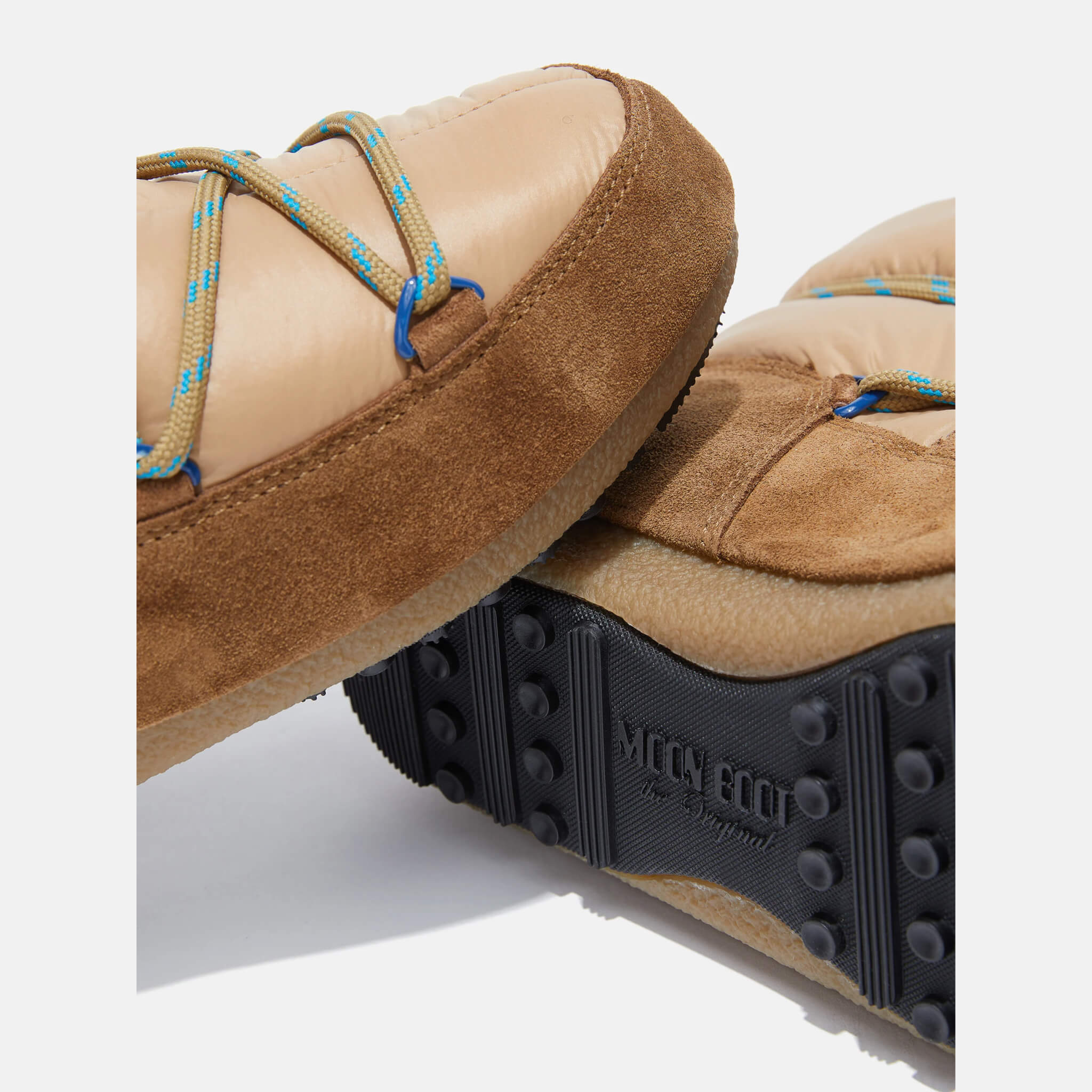 Damskie brązowe śniegowce Moon Boot Low Suede Nylon