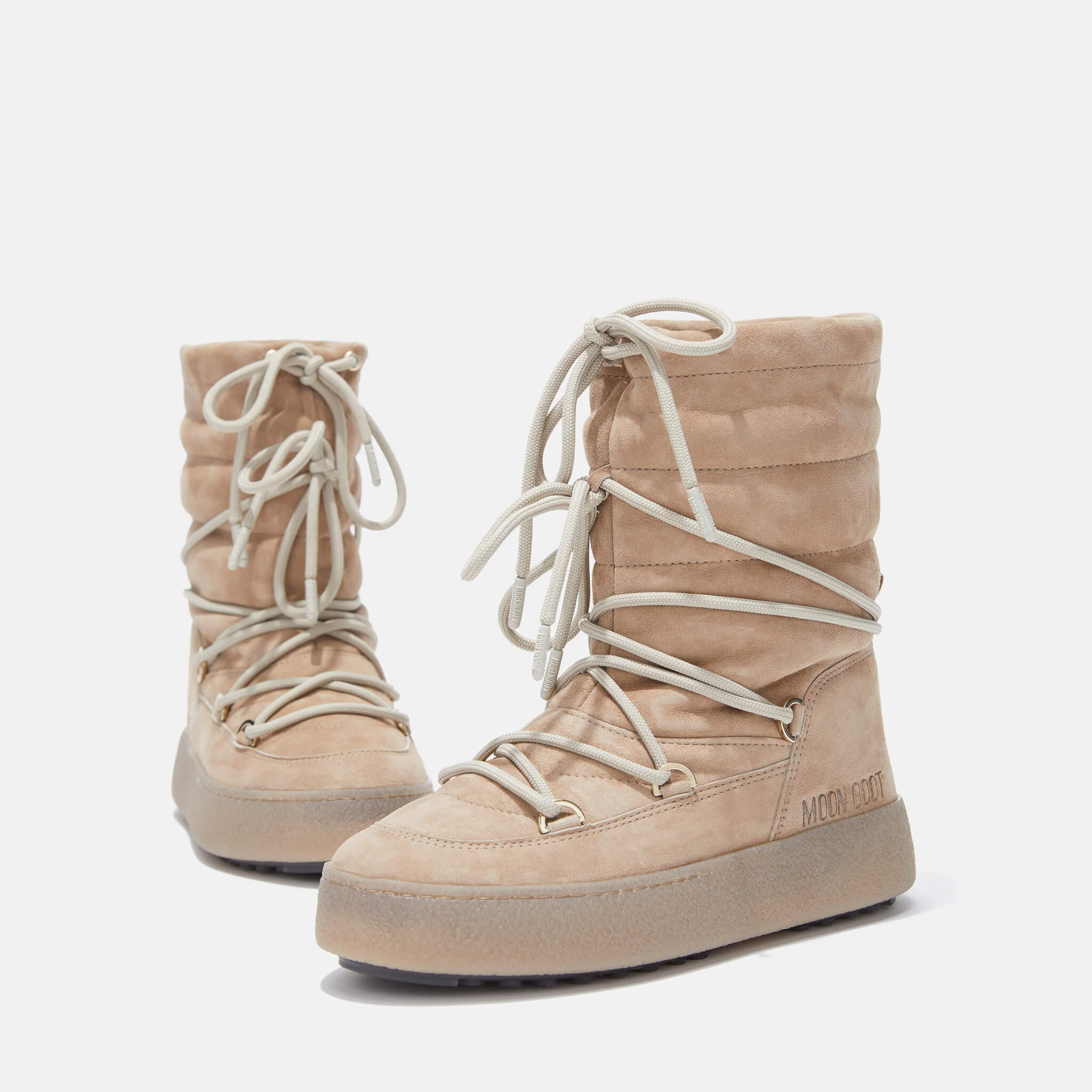 Damskie beżowe śniegowce Moon Boot Ltrack Suede