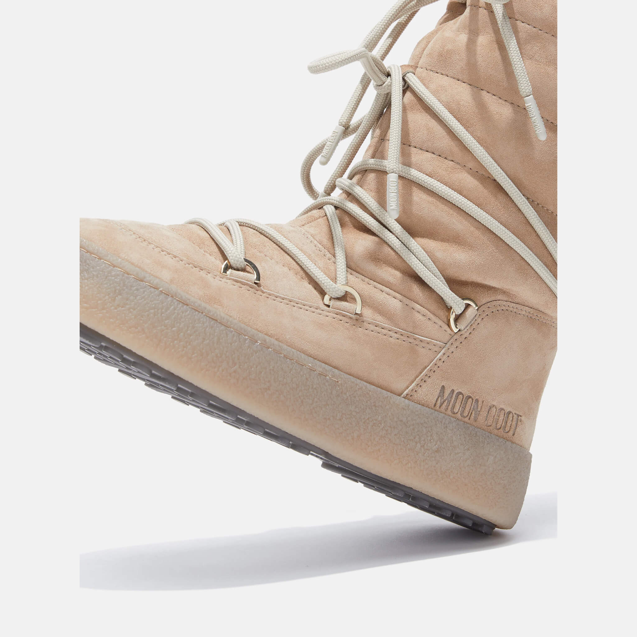 Damskie beżowe śniegowce Moon Boot Ltrack Suede