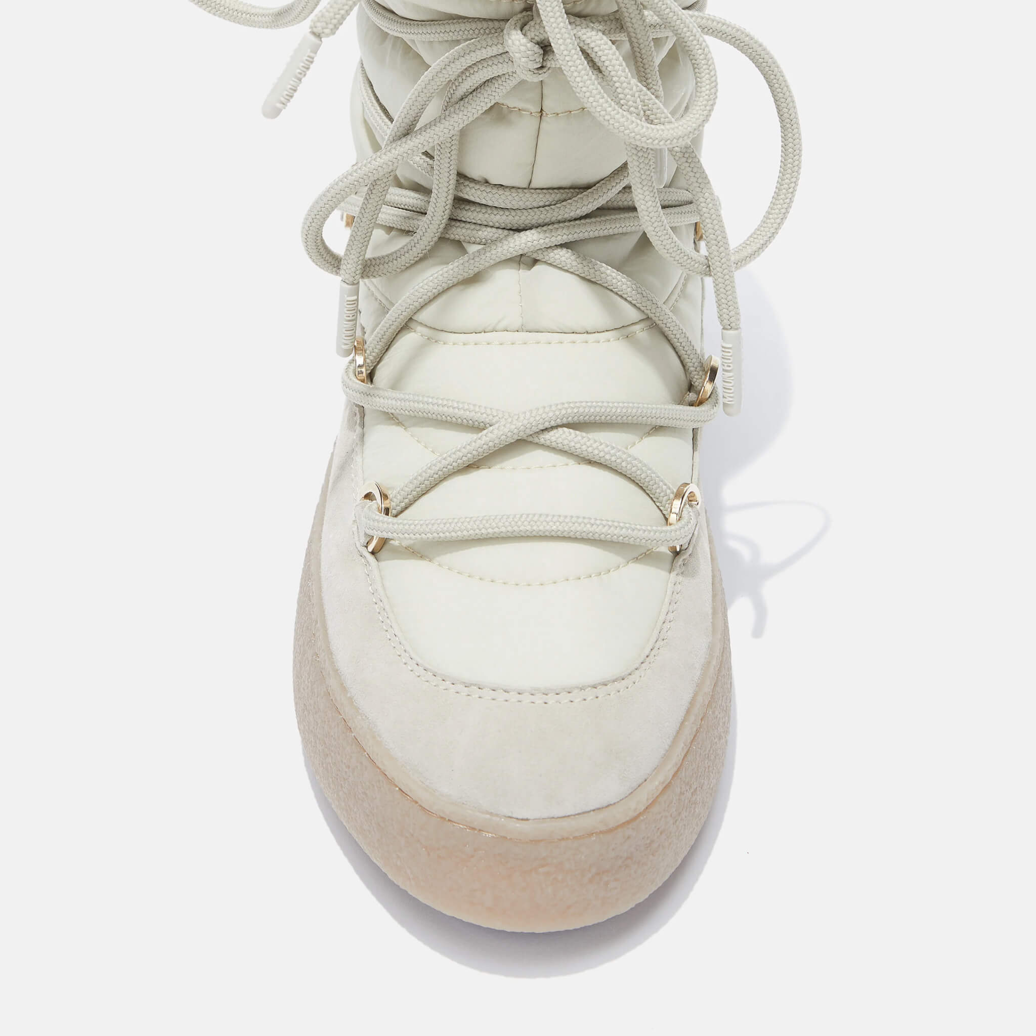 Damskie kremowe śniegowce Moon Boot Ltrack Suede Nylon