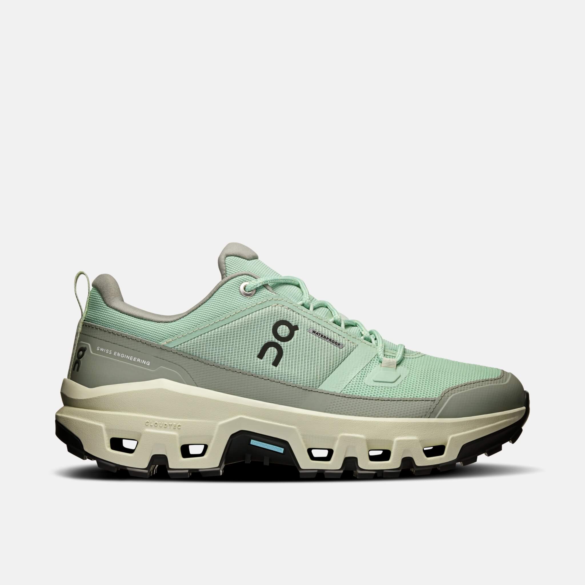 Damskie zielone buty outdoorowe On Cloudrock Low WP
