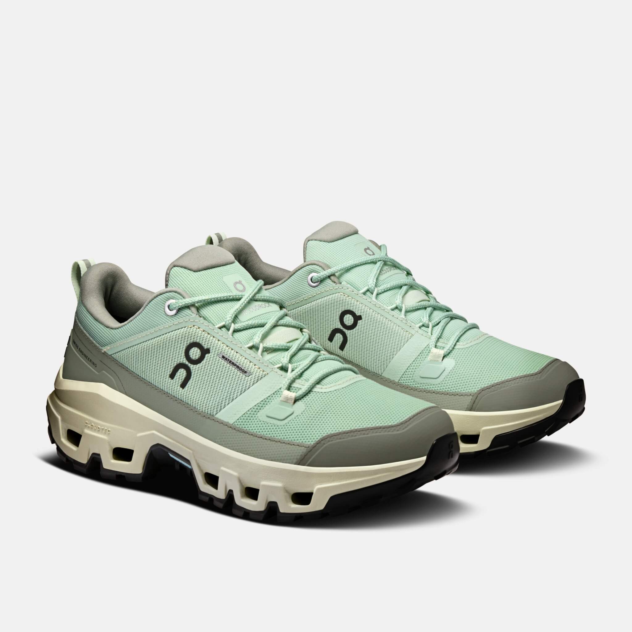 Damskie zielone buty outdoorowe On Cloudrock Low WP