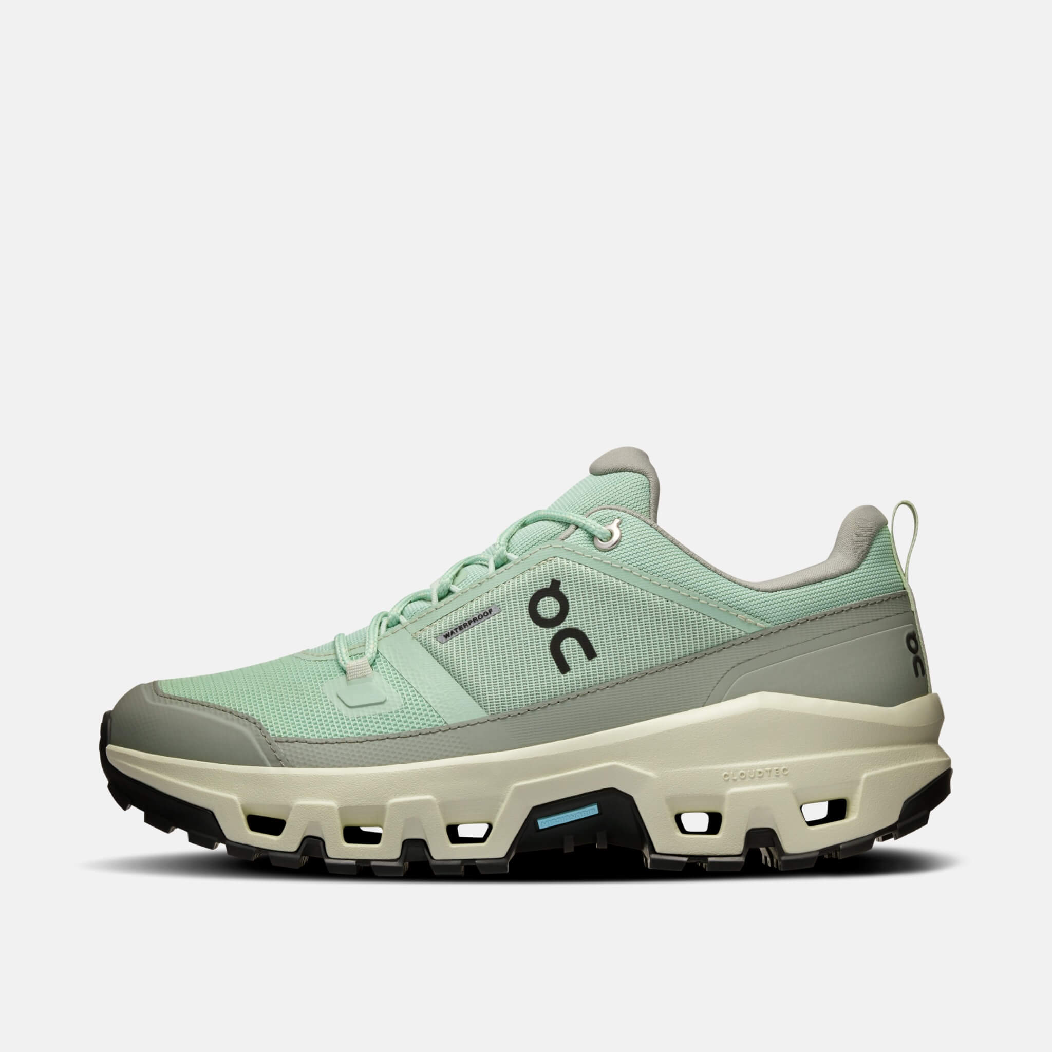 Damskie zielone buty outdoorowe On Cloudrock Low WP