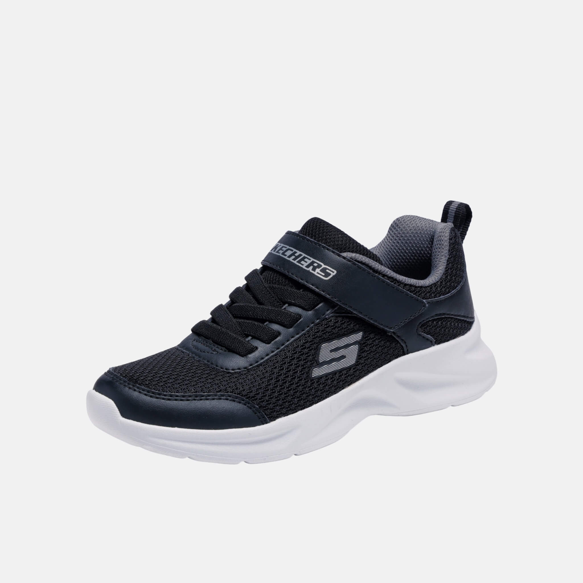 Dziecięce czarno–białe sneakersy Skechers Dynamatic