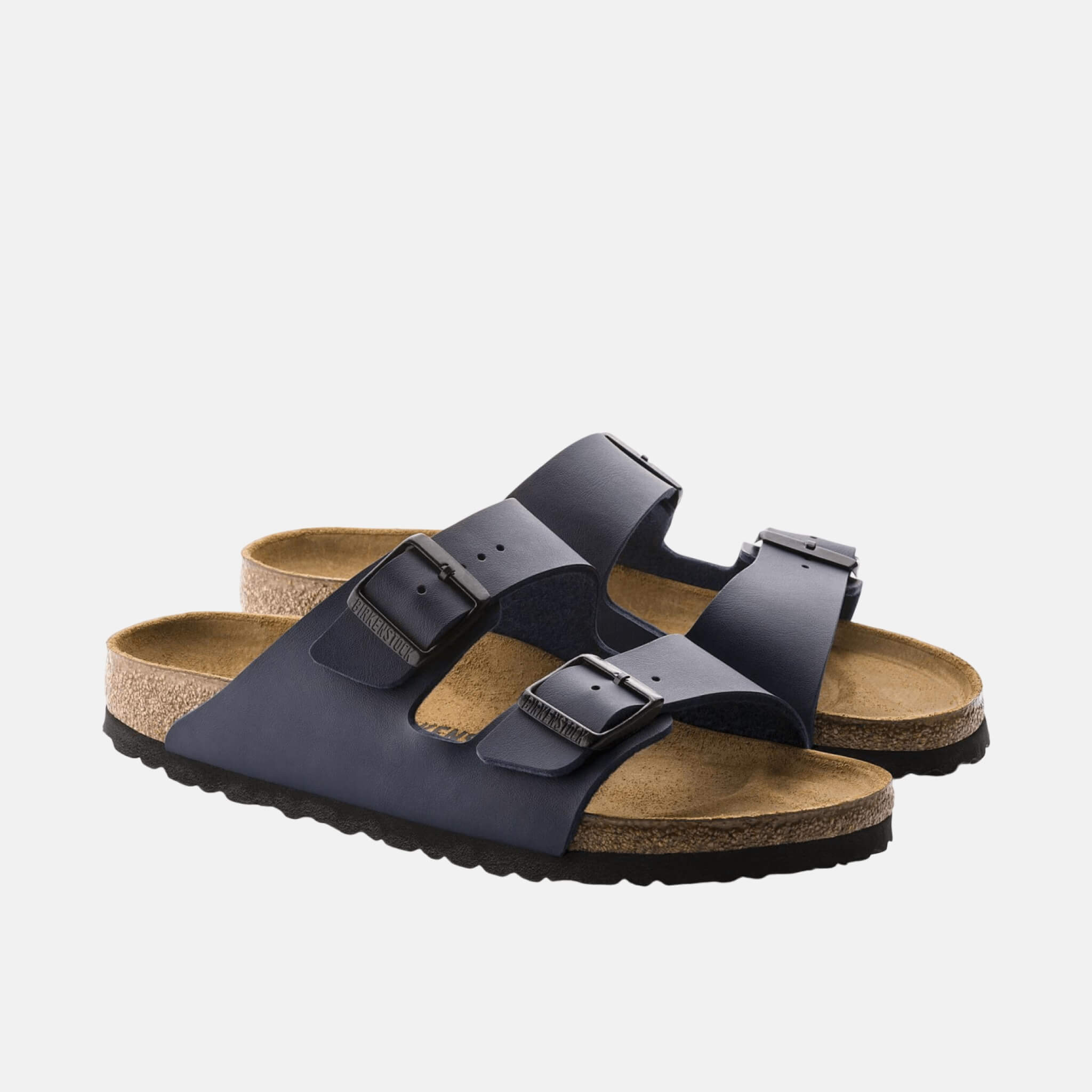 Blue Birkenstock Arizona Natural Leather Slides