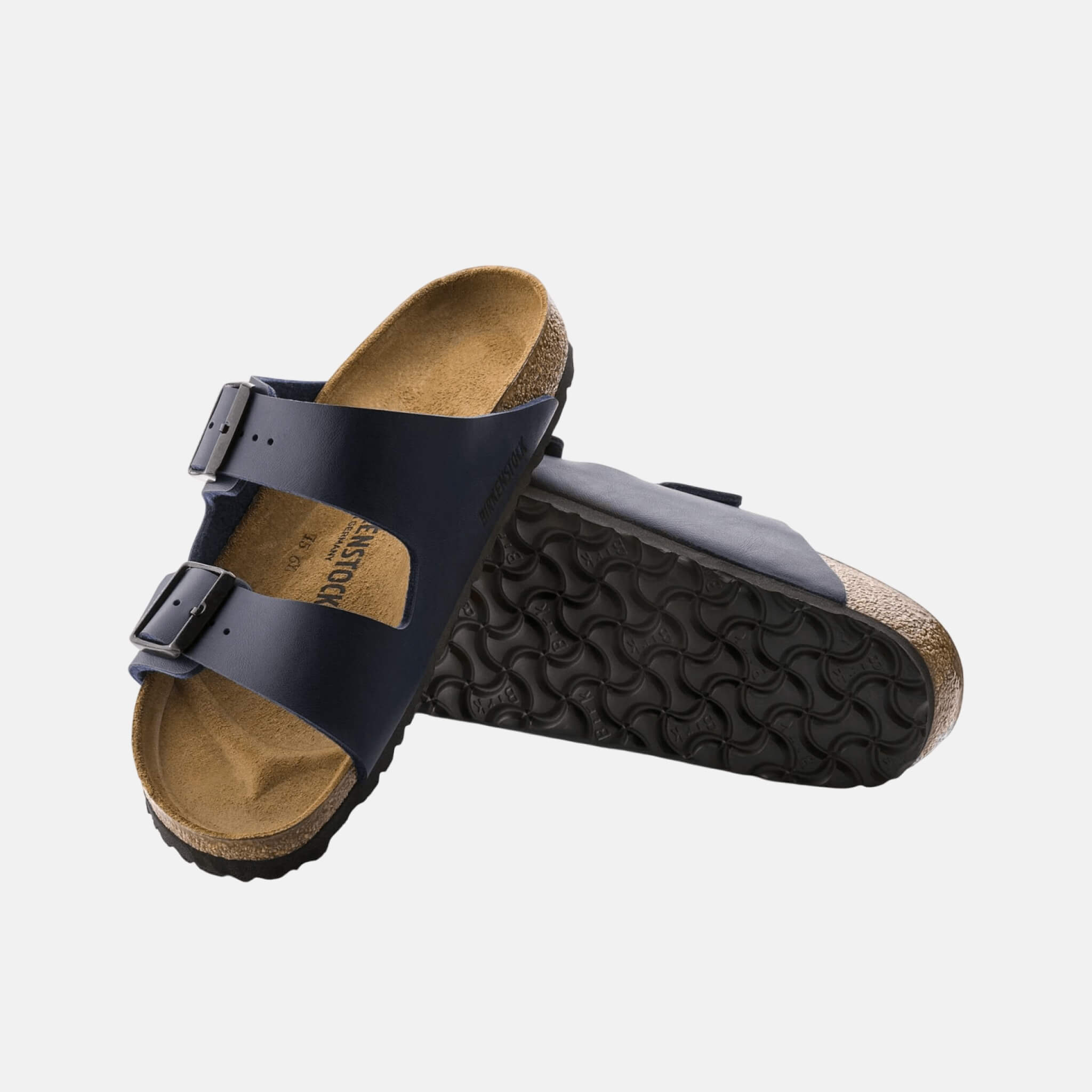 Niebieskie klapki Birkenstock Arizona Natural Leather