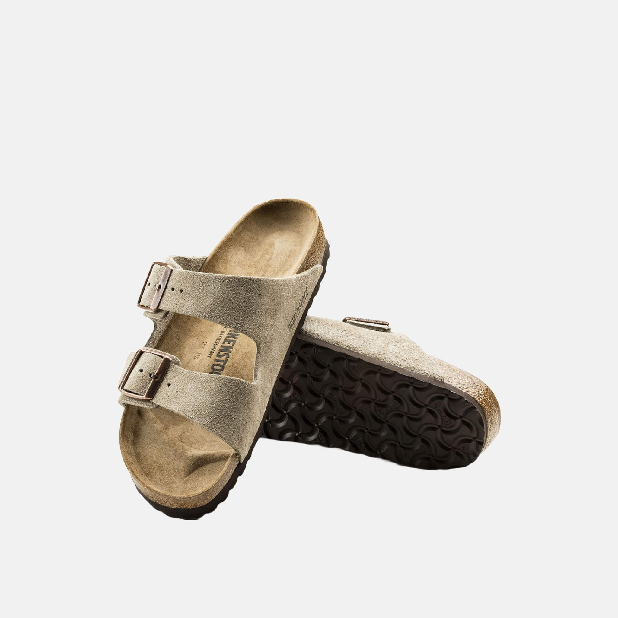 Brązowe klapki Birkenstock Arizona Suede Leather Regular