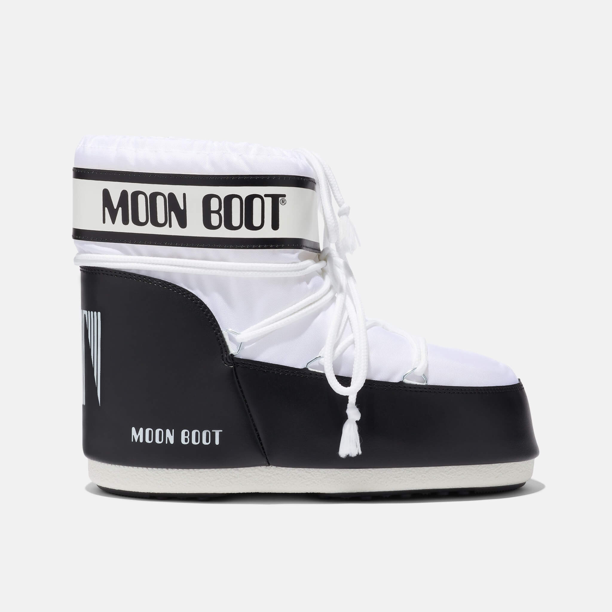 Damskie biało-czarne śniegowce Moon Boot Icon Low Nylon