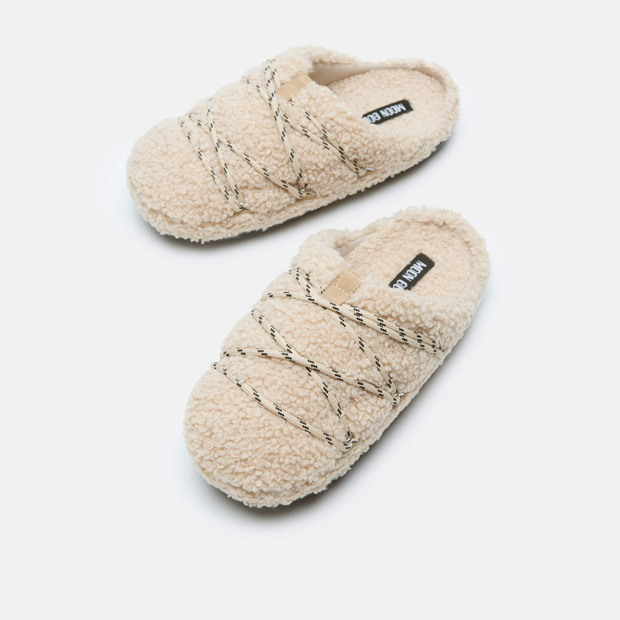 Unisexowe beżowe kapcie Moon Boot Teddy Slipper