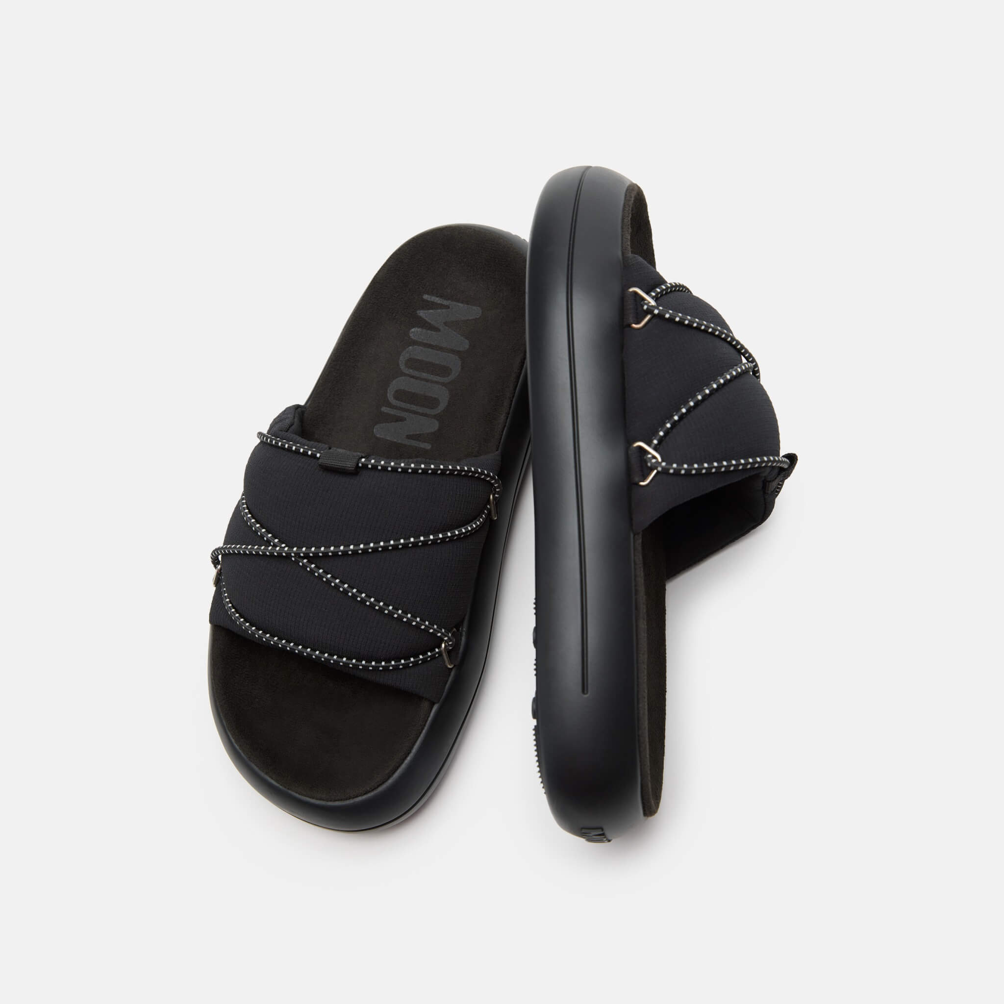 Unisex czarne kapcie Moon Boot Icon Slide