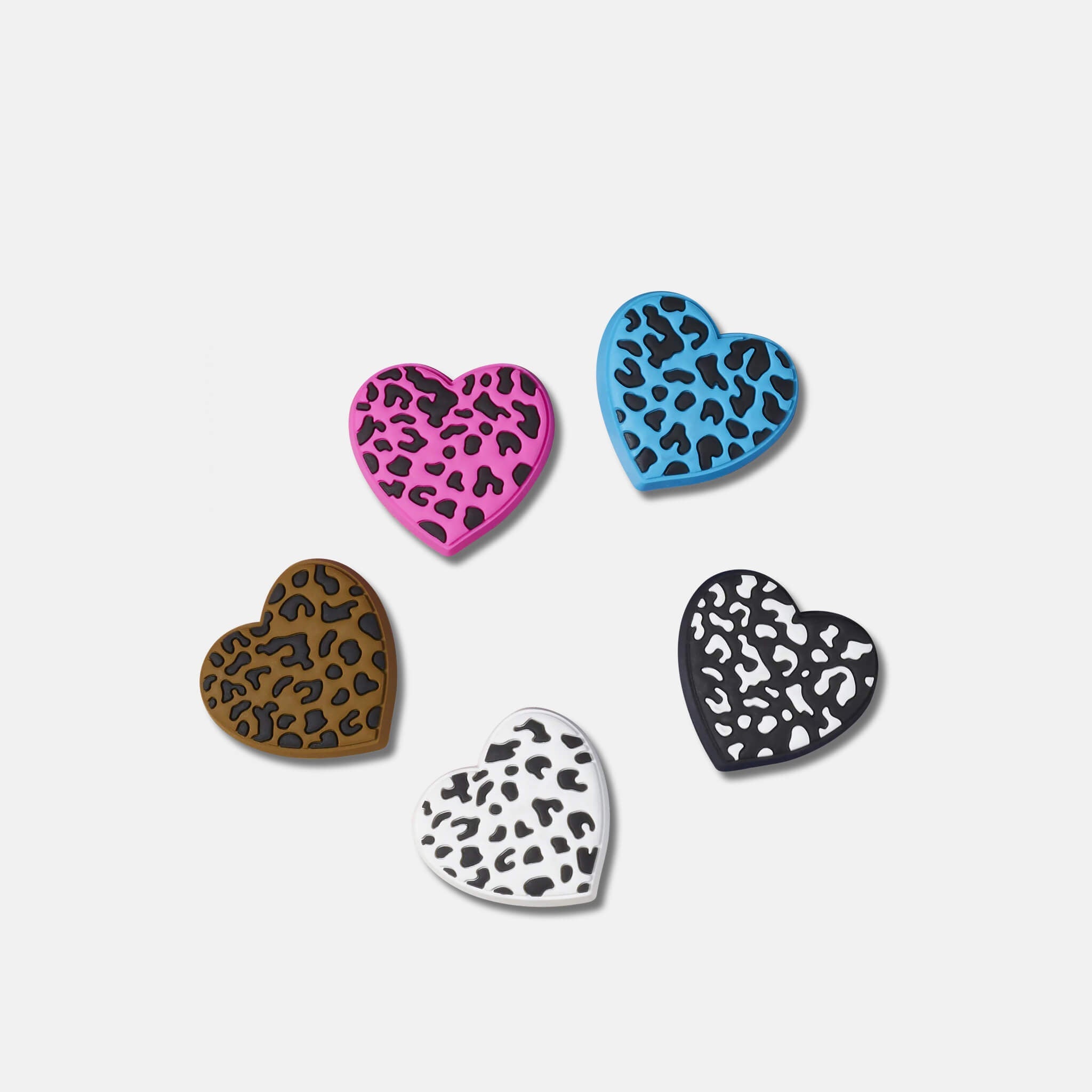 Jibbitz Pin – Leopard Animal Print Heart 5-Pack