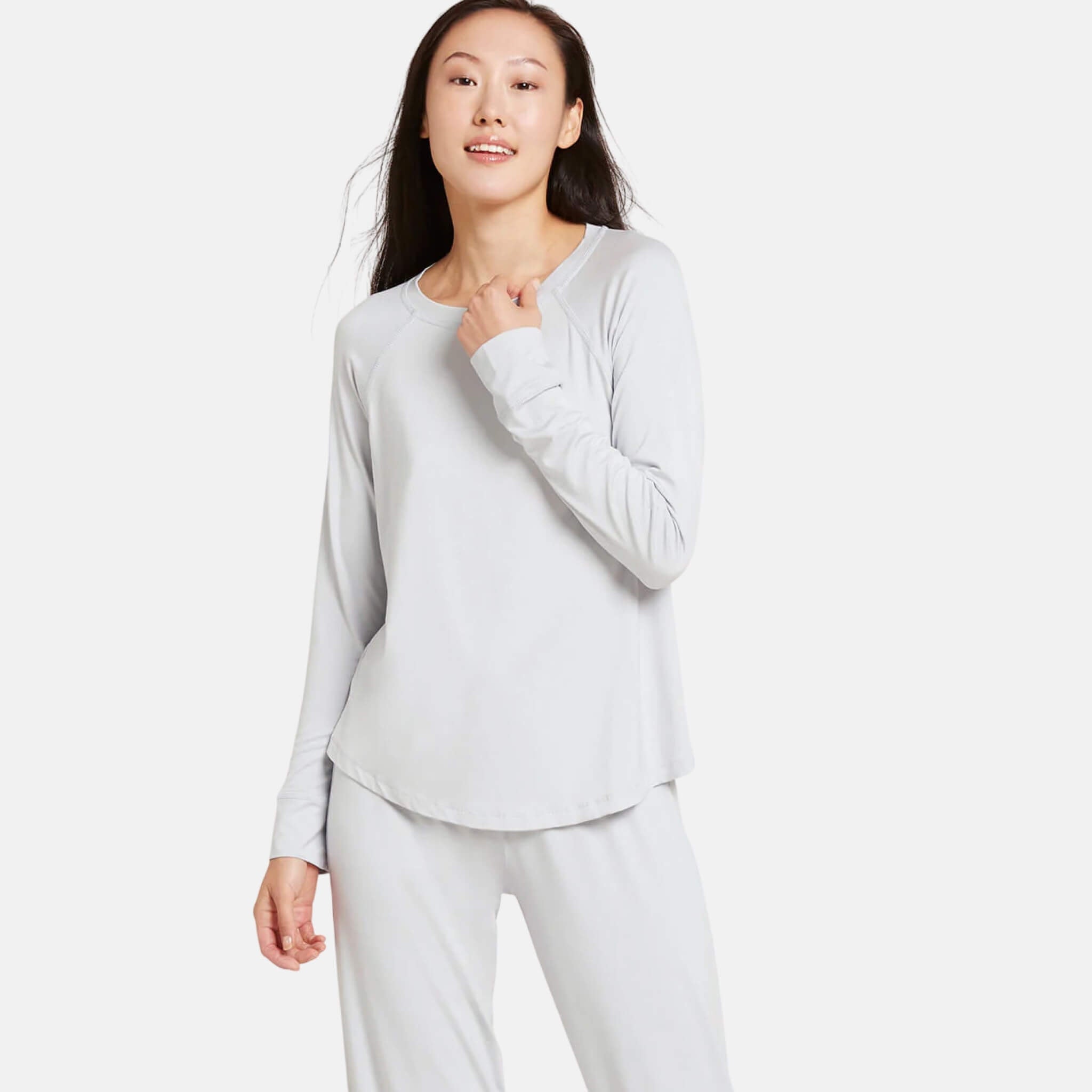 Damska jasnoszara koszulka Boody Goodnight Raglan Sleep Top