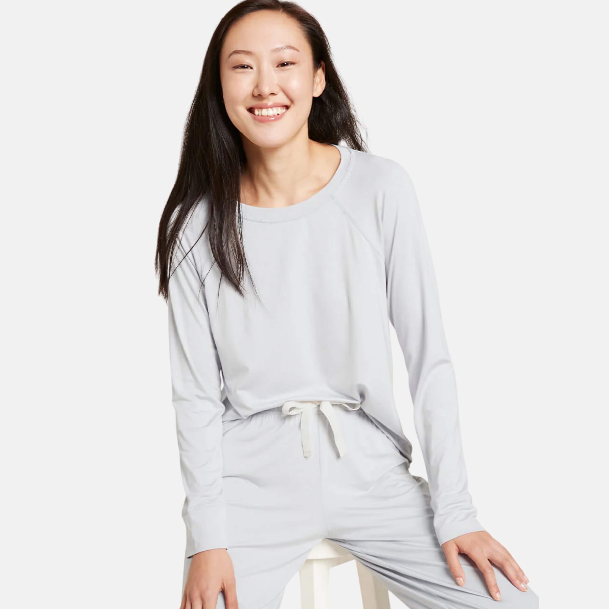 Damska jasnoszara koszulka Boody Goodnight Raglan Sleep Top