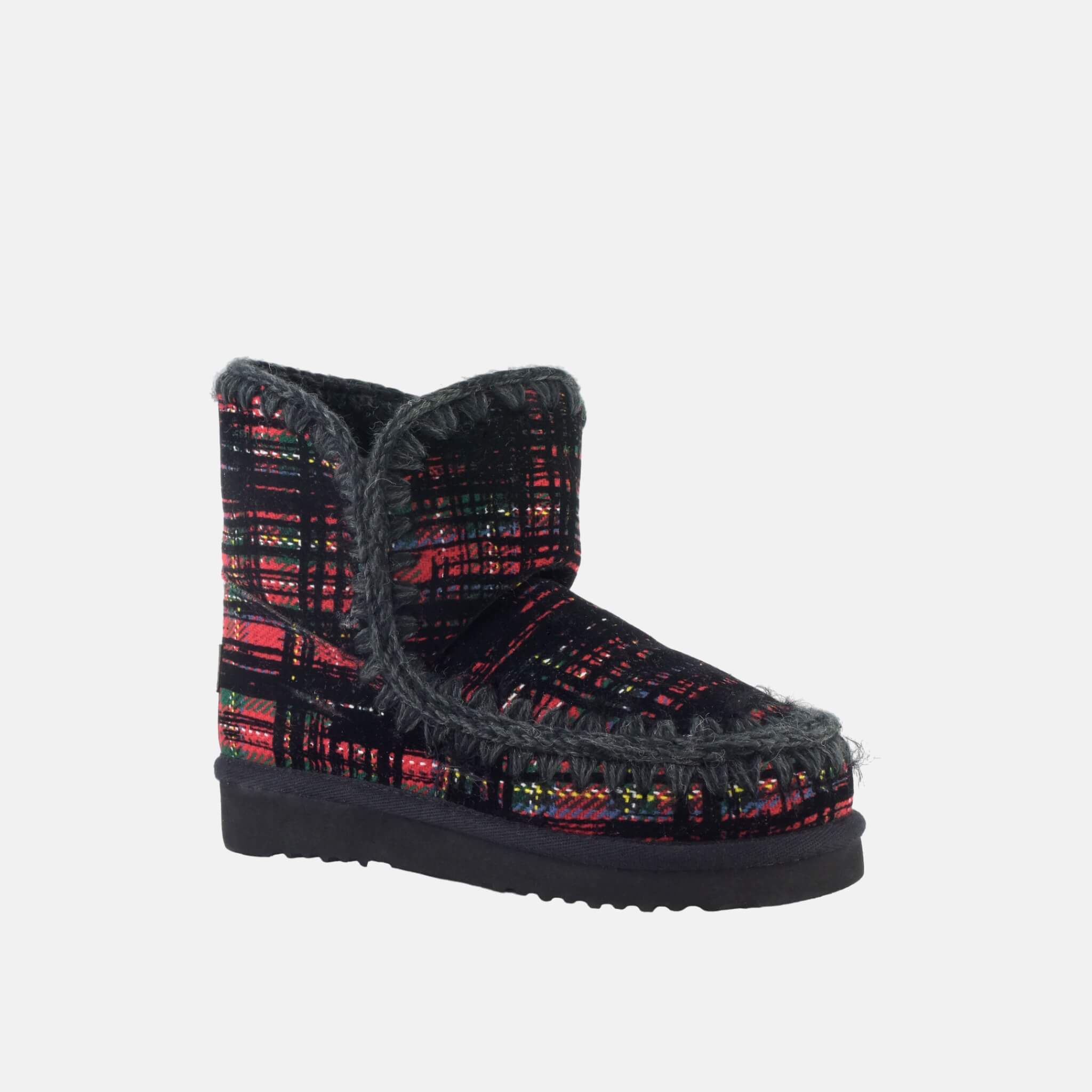 Damskie czarno-czerwone śniegowce Mou Eskimo Fabric