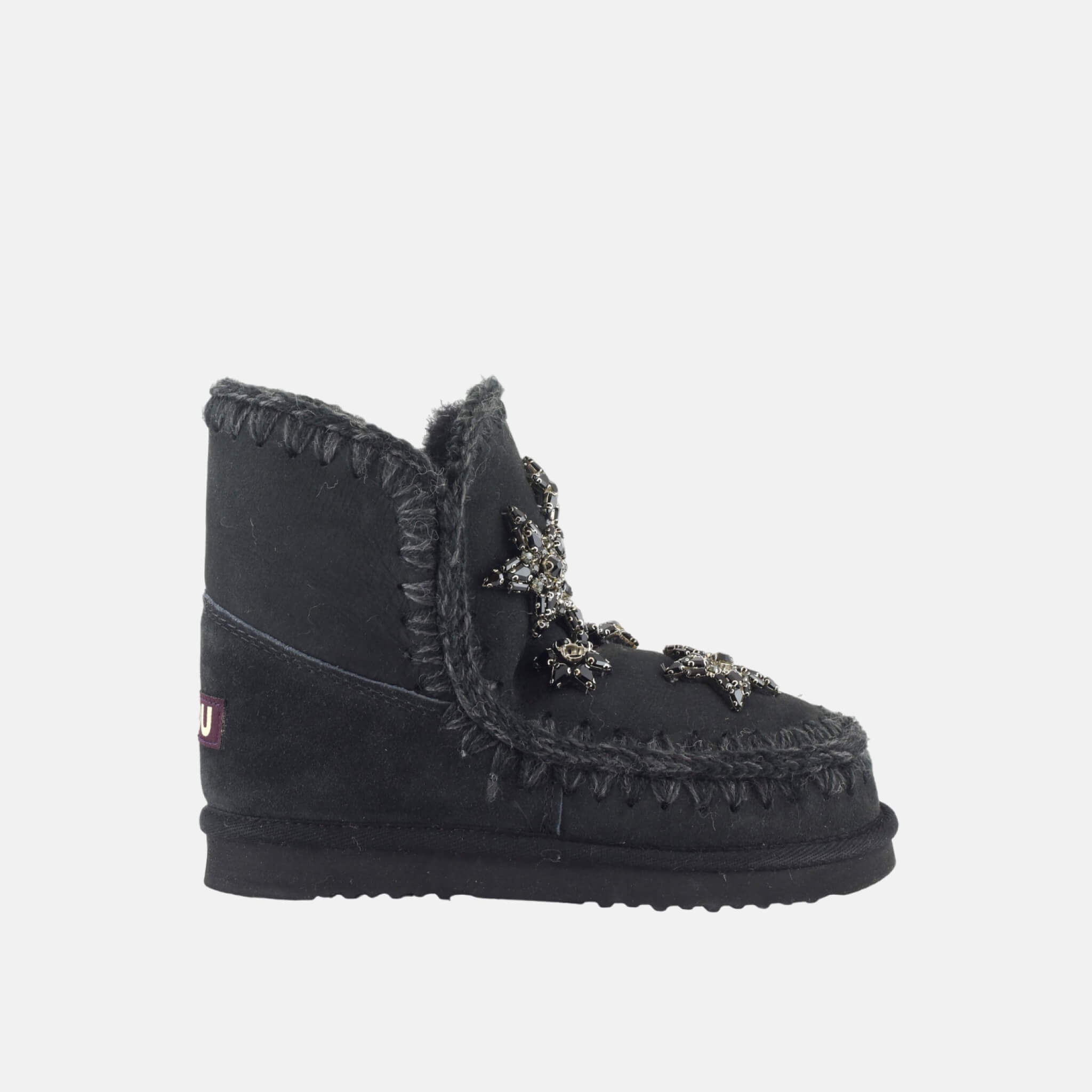 Czarne damskie śniegowce z gwiazdami Mou Eskimo