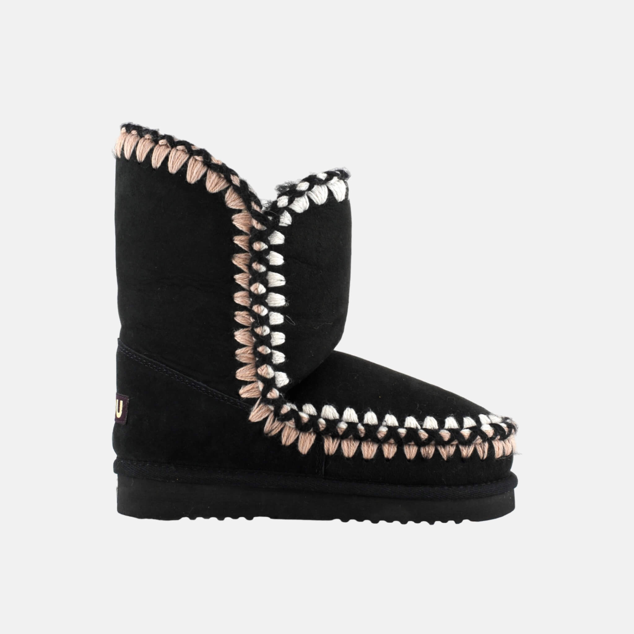 Damskie czarne śniegowce Mou Eskimo z trójwymiarowymi przeszyciami