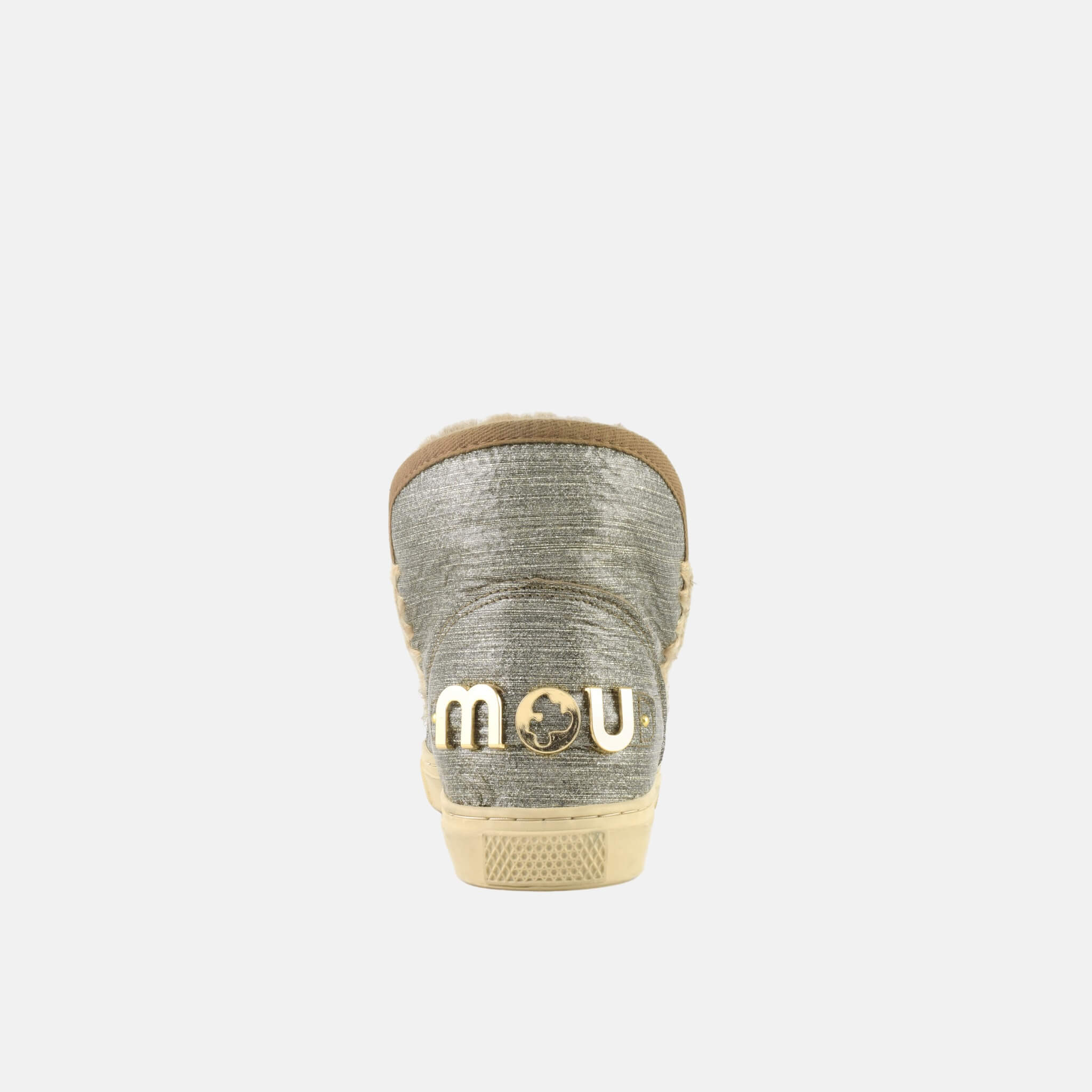 Damskie srebrne śniegowce z logo Mou Eskimo Sneaker Big Metallic Logo