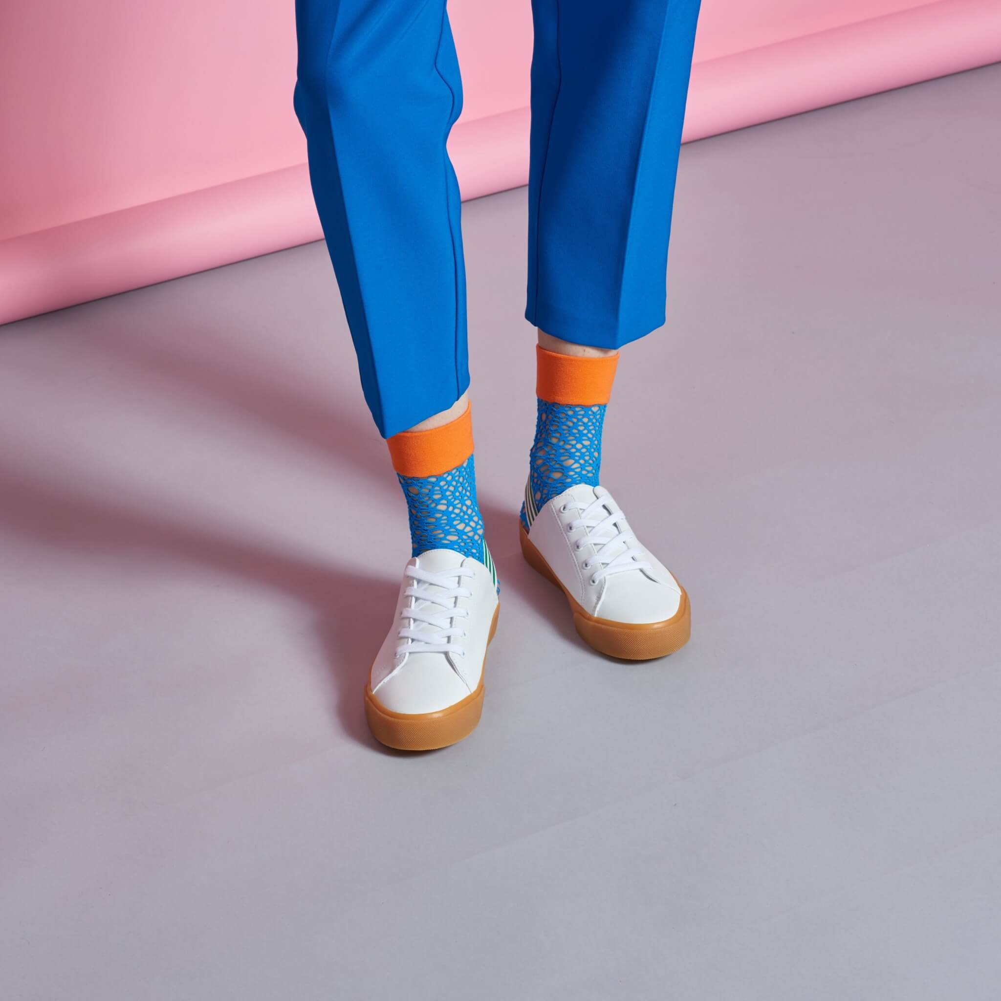 Women's Blue Mesh Hysteria Socks by Happy Socks Nina