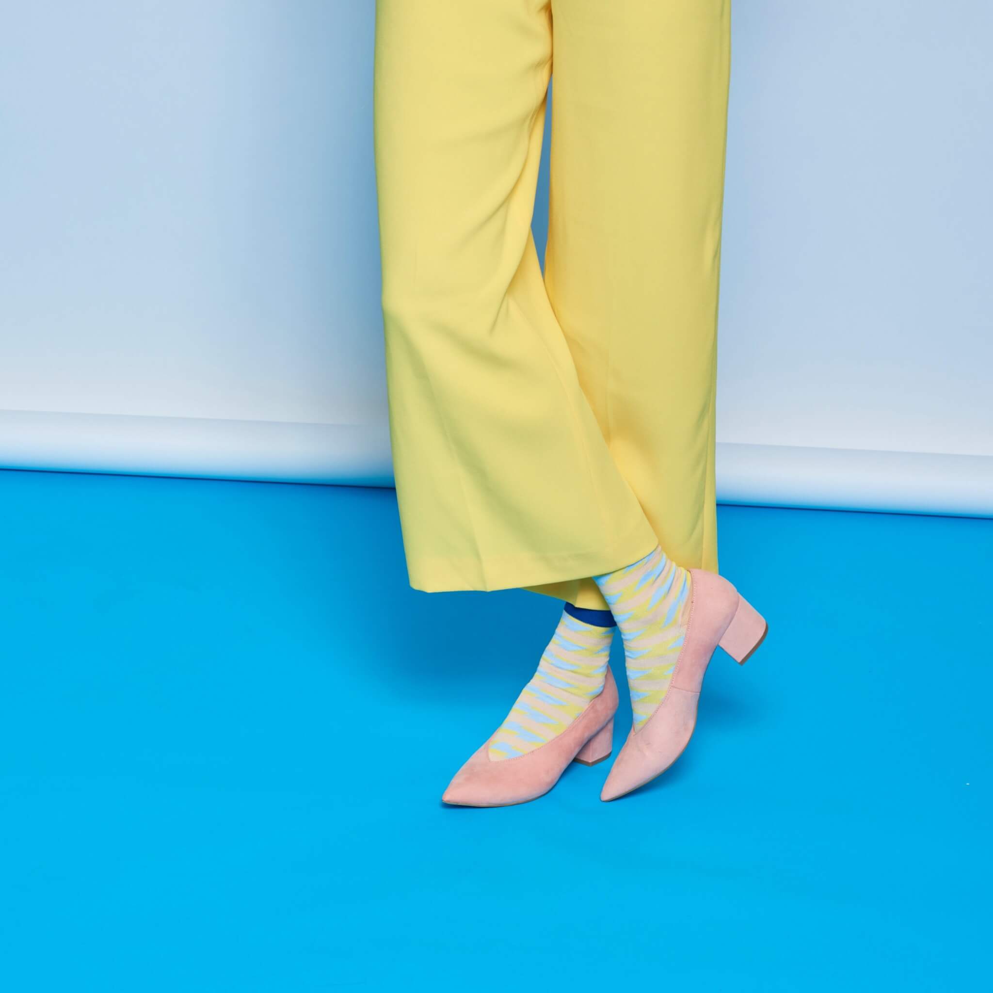 Women's Yellow Hysteria Socks by Happy Socks Ray