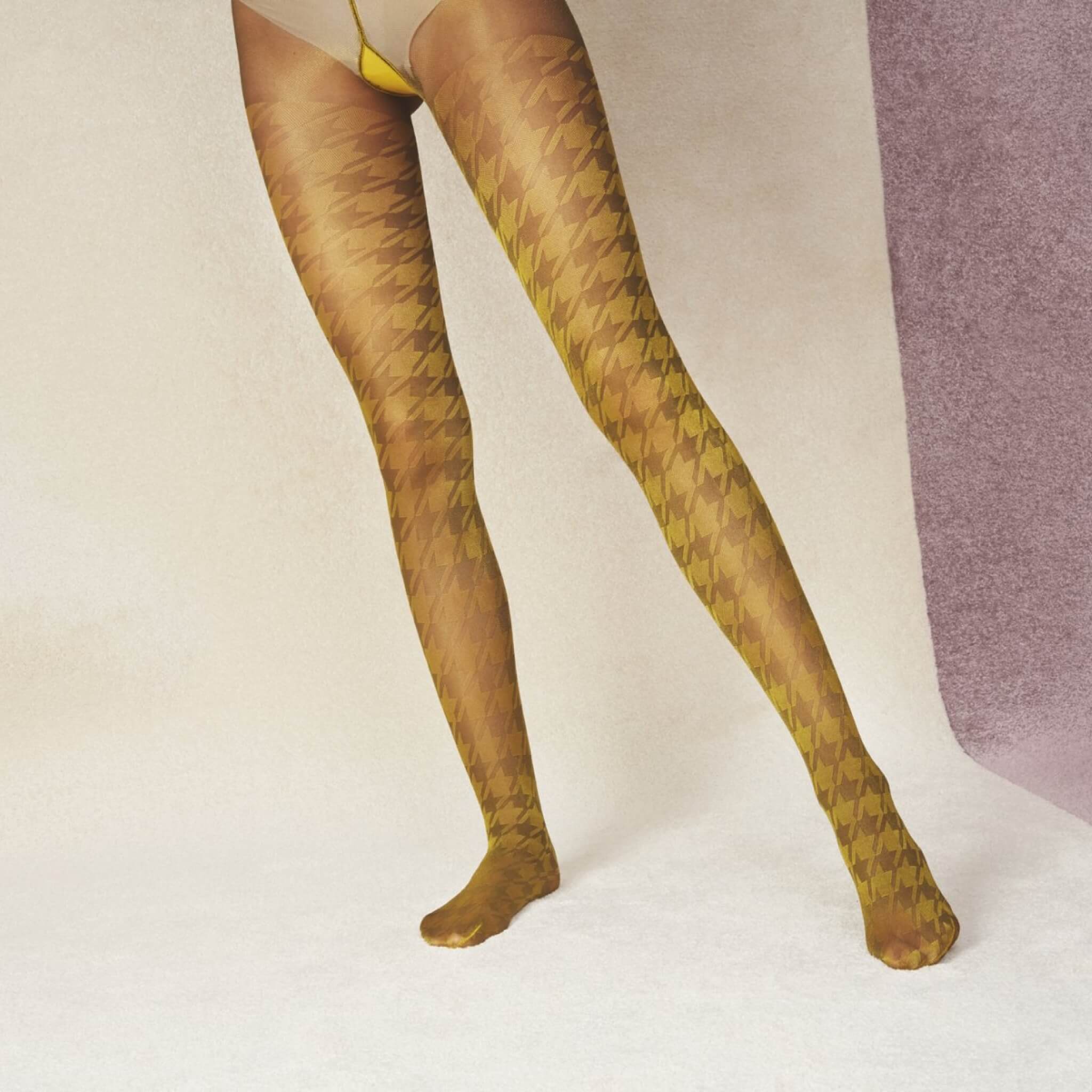 Women's Yellow and Brown Hysteria Socks by Happy Socks Sophia