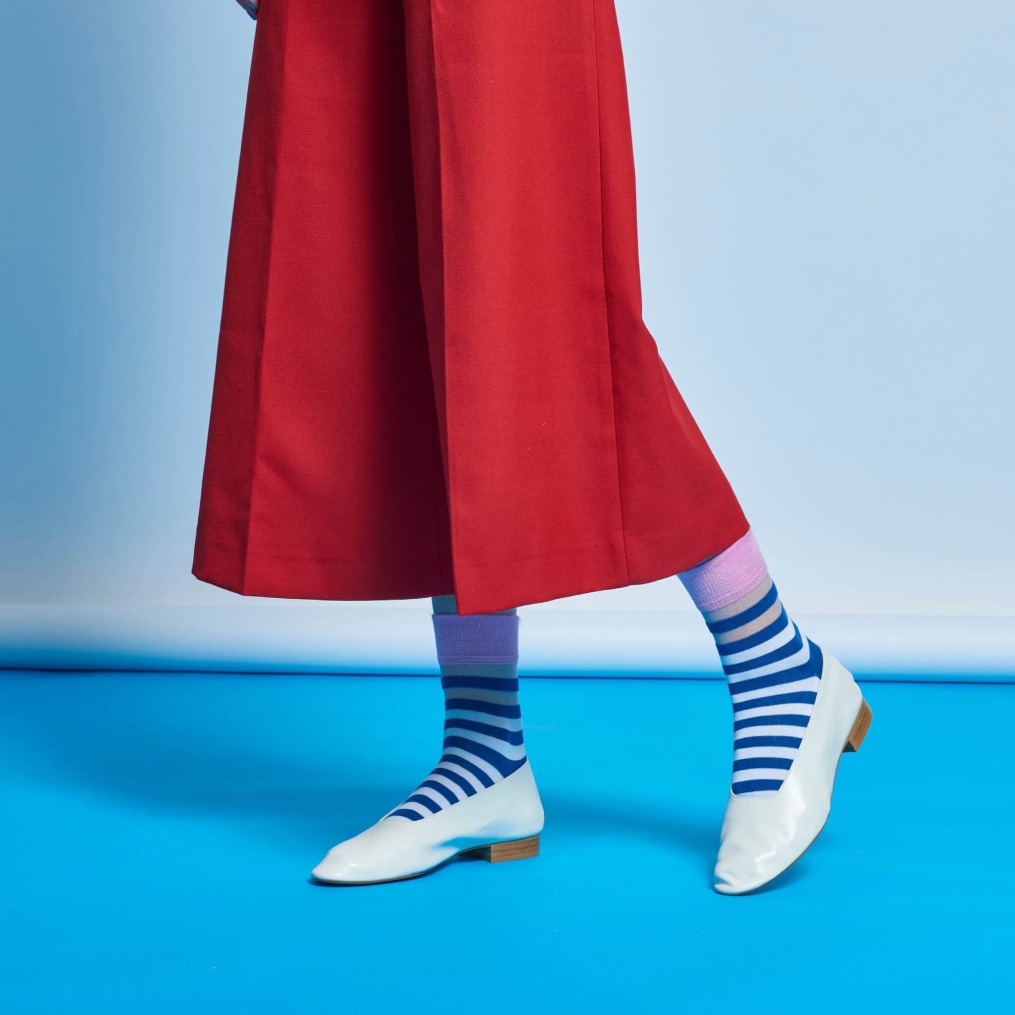 Women's Blue and White Hysteria Socks by Happy Socks Verna