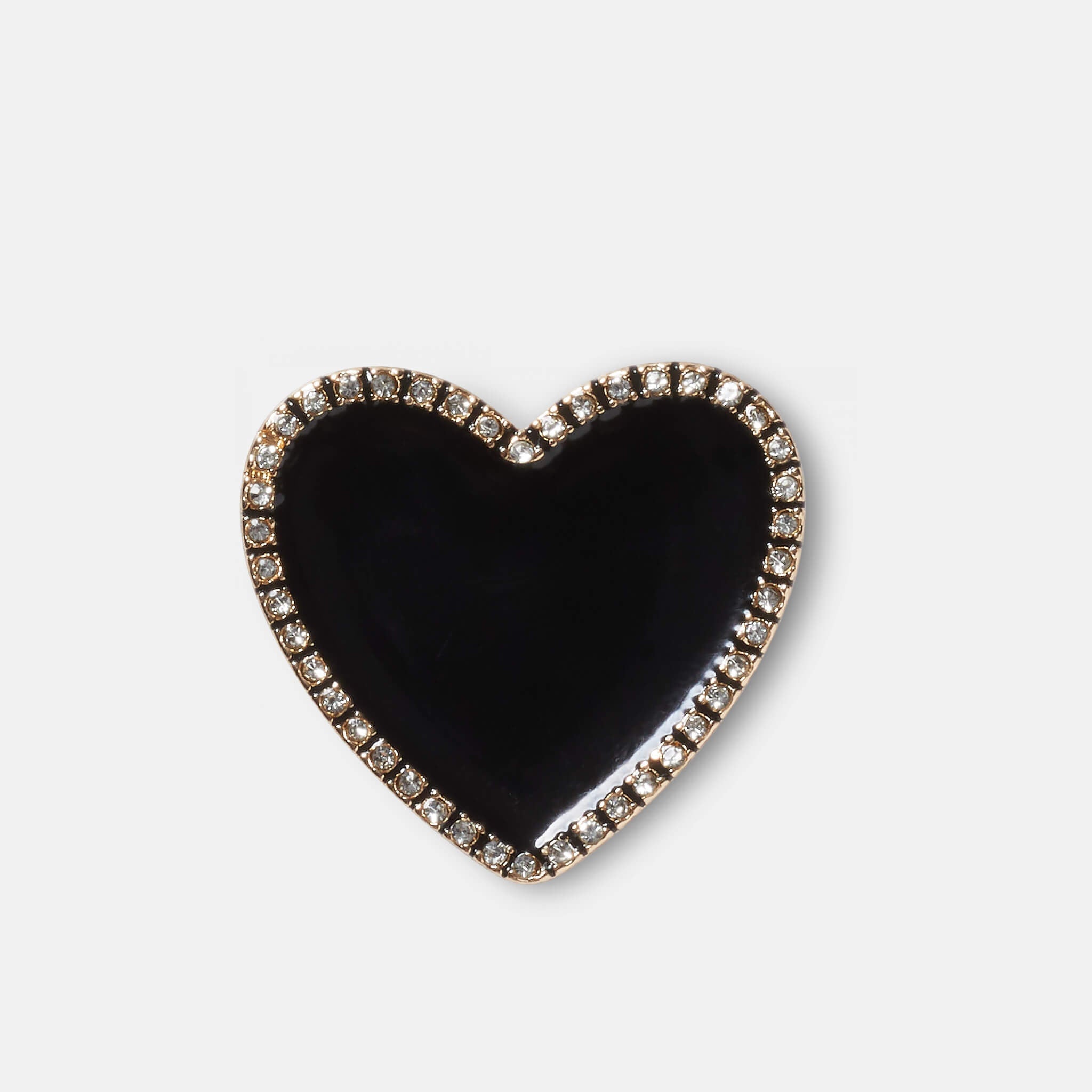 Jibbitz – Black Heart with Gold Outline Pin
